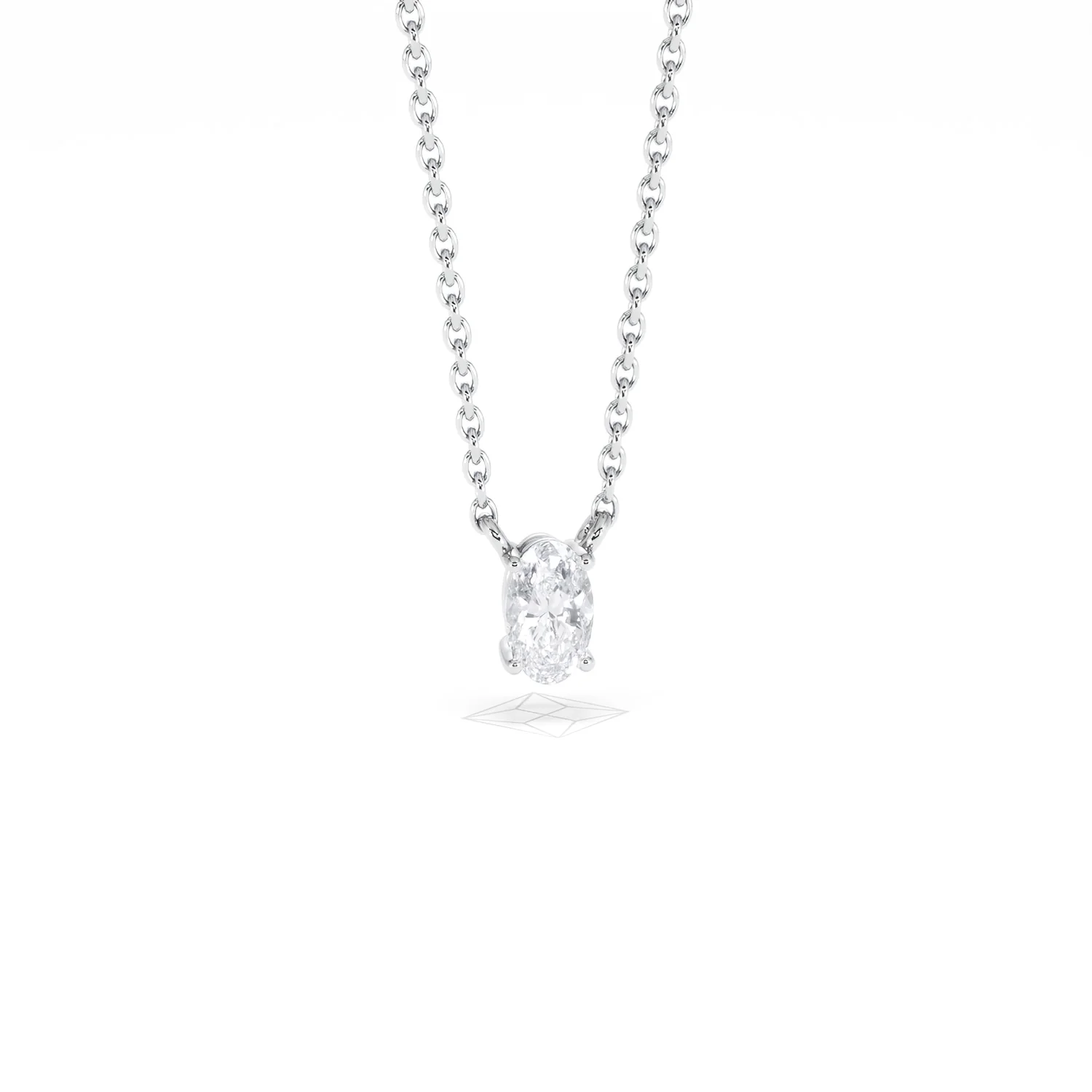 Wanderlust Floating Oval Cut Lab Diamond Solitaire Necklace 0.25ct H/SI in 925 Silver - Image 11