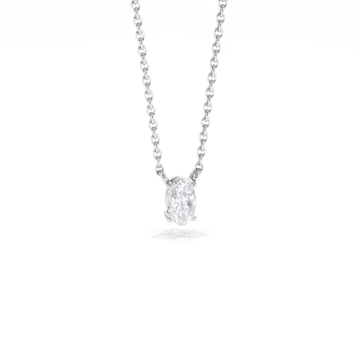 Wanderlust Floating Oval Cut Lab Diamond Solitaire Necklace 0.25ct H/SI in 925 Silver - Image 12