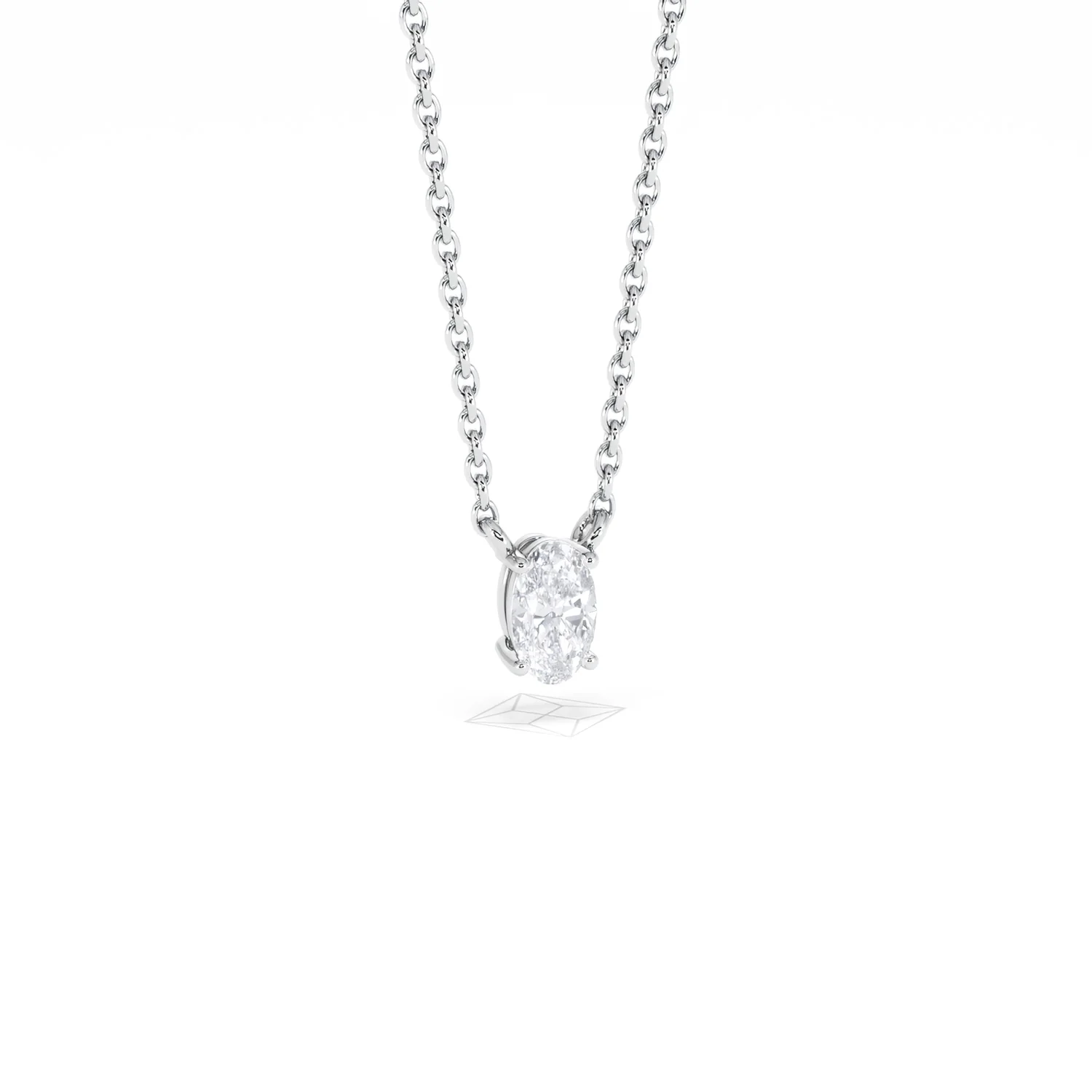 Wanderlust Floating Oval Cut Lab Diamond Solitaire Necklace 0.25ct H/SI in 925 Silver - Image 13