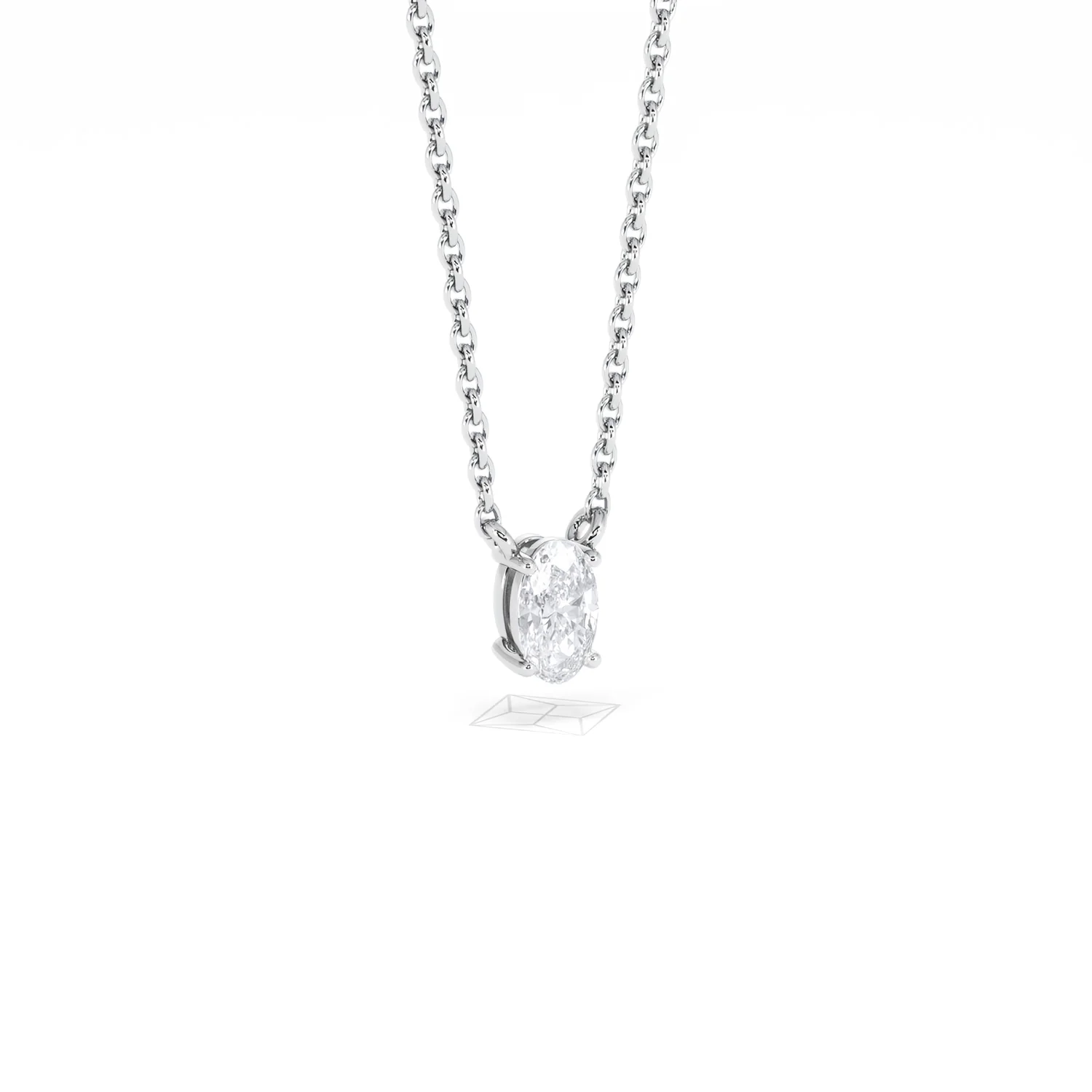 Wanderlust Floating Oval Cut Lab Diamond Solitaire Necklace 0.25ct H/SI in 925 Silver - Image 15