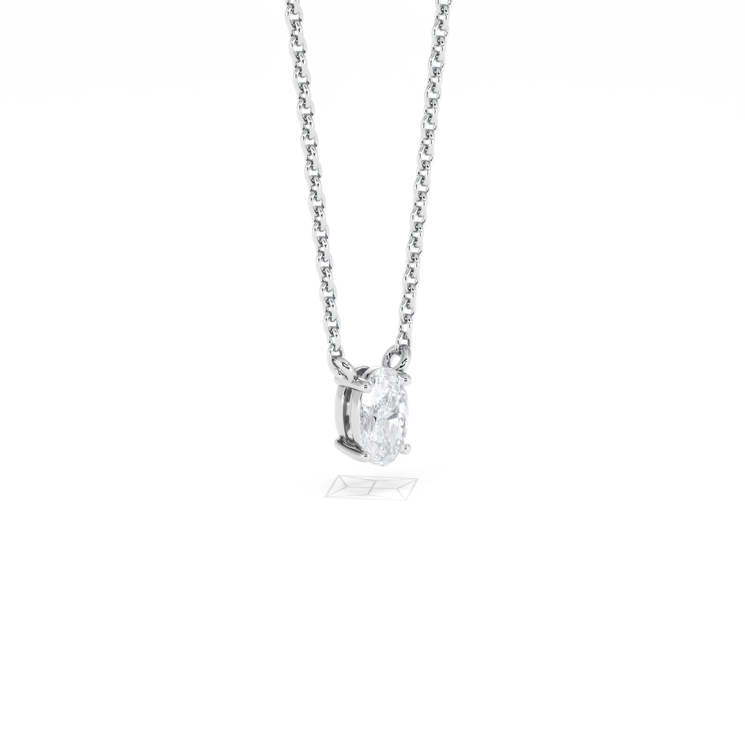 Wanderlust Floating Oval Cut Lab Diamond Solitaire Necklace 0.25ct H/SI in 925 Silver - Image 17