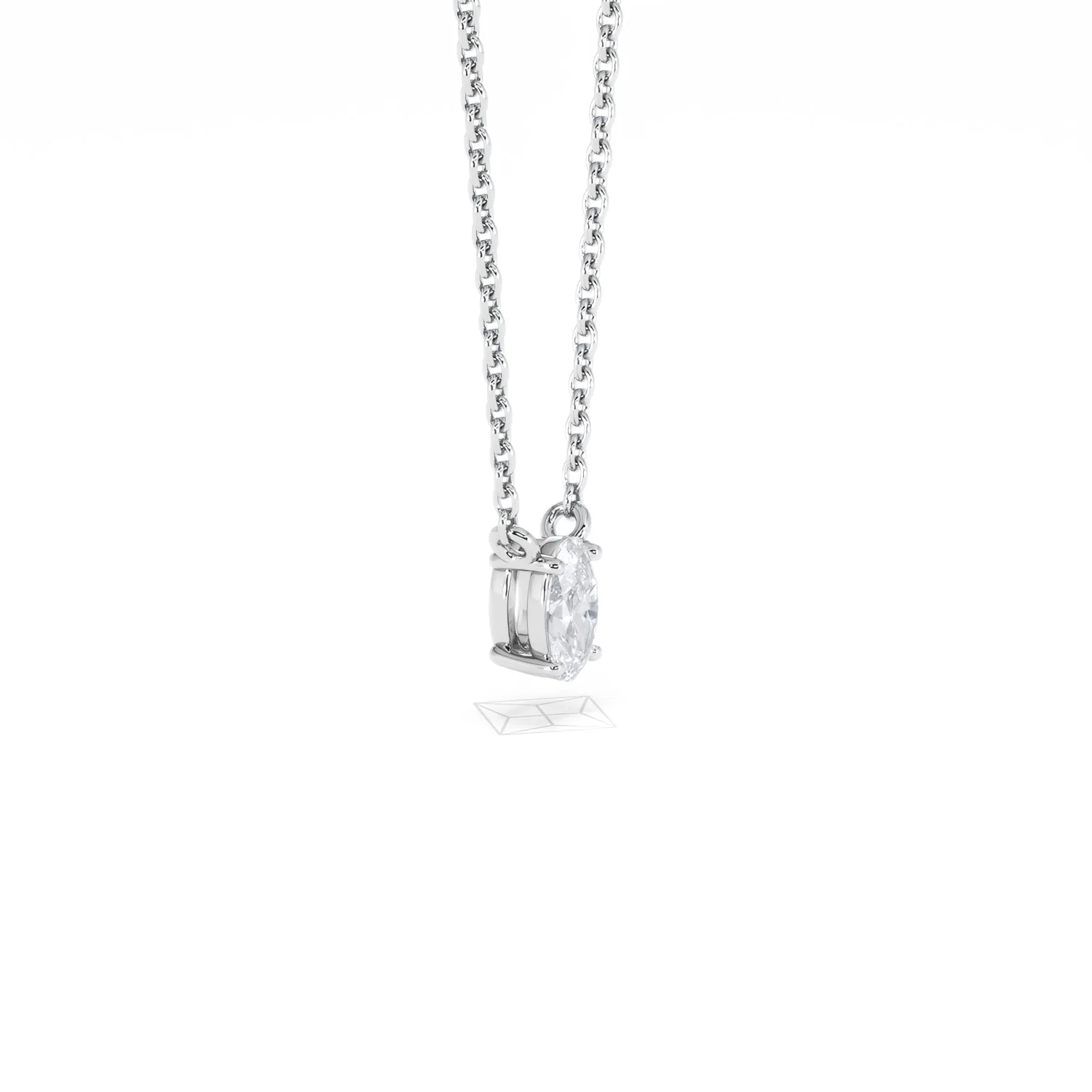 Wanderlust Floating Oval Cut Lab Diamond Solitaire Necklace 0.25ct H/SI in 925 Silver - Image 22