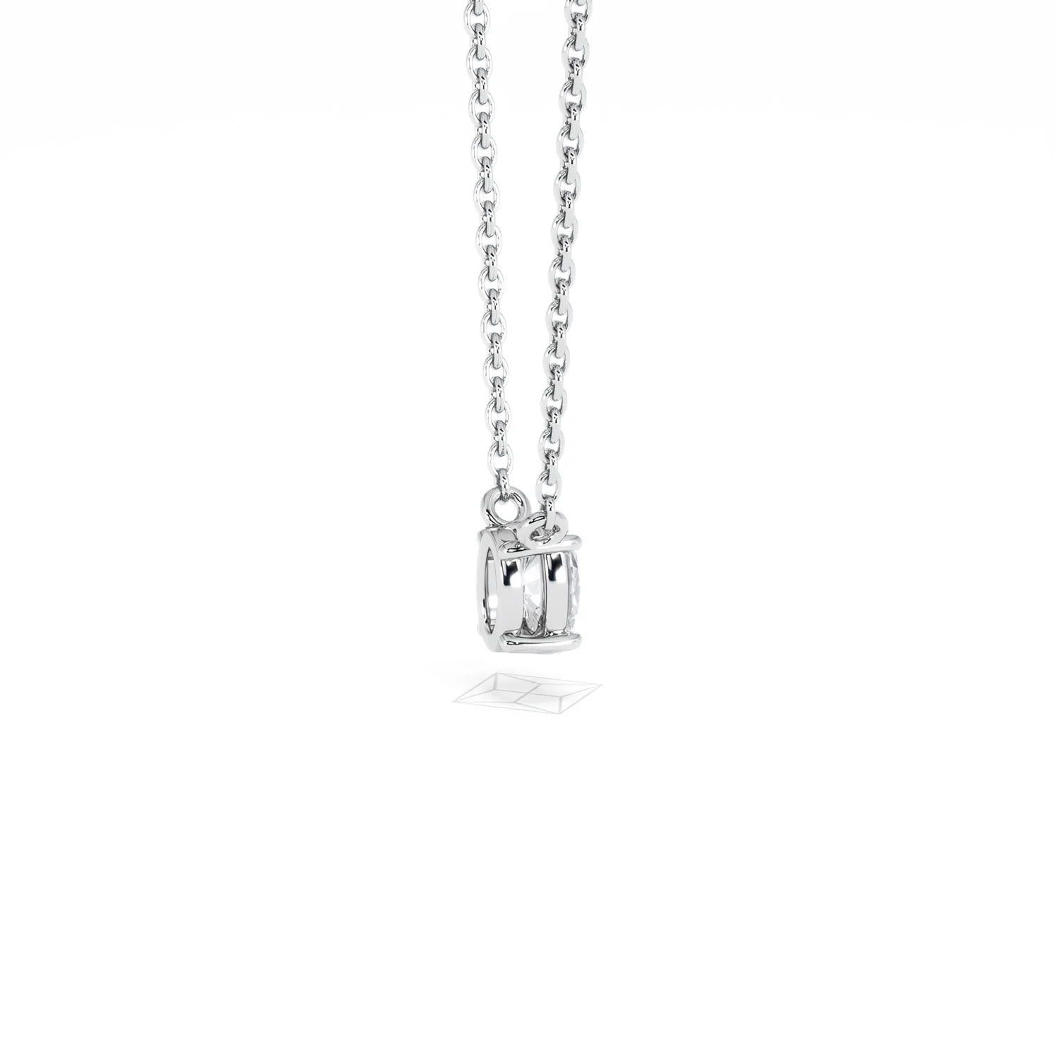 Wanderlust Floating Oval Cut Lab Diamond Solitaire Necklace 0.25ct H/SI in 925 Silver - Image 34