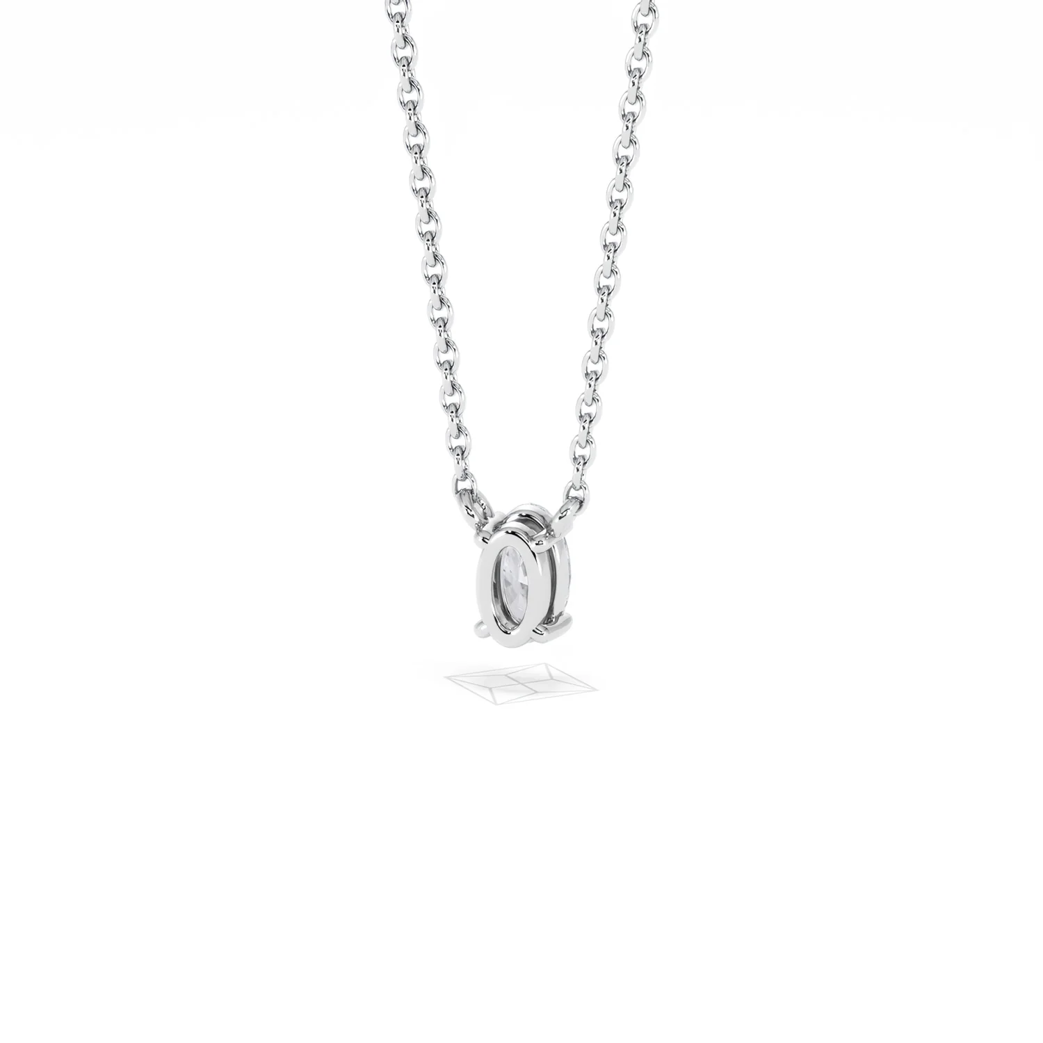Wanderlust Floating Oval Cut Lab Diamond Solitaire Necklace 0.25ct H/SI in 925 Silver - Image 45