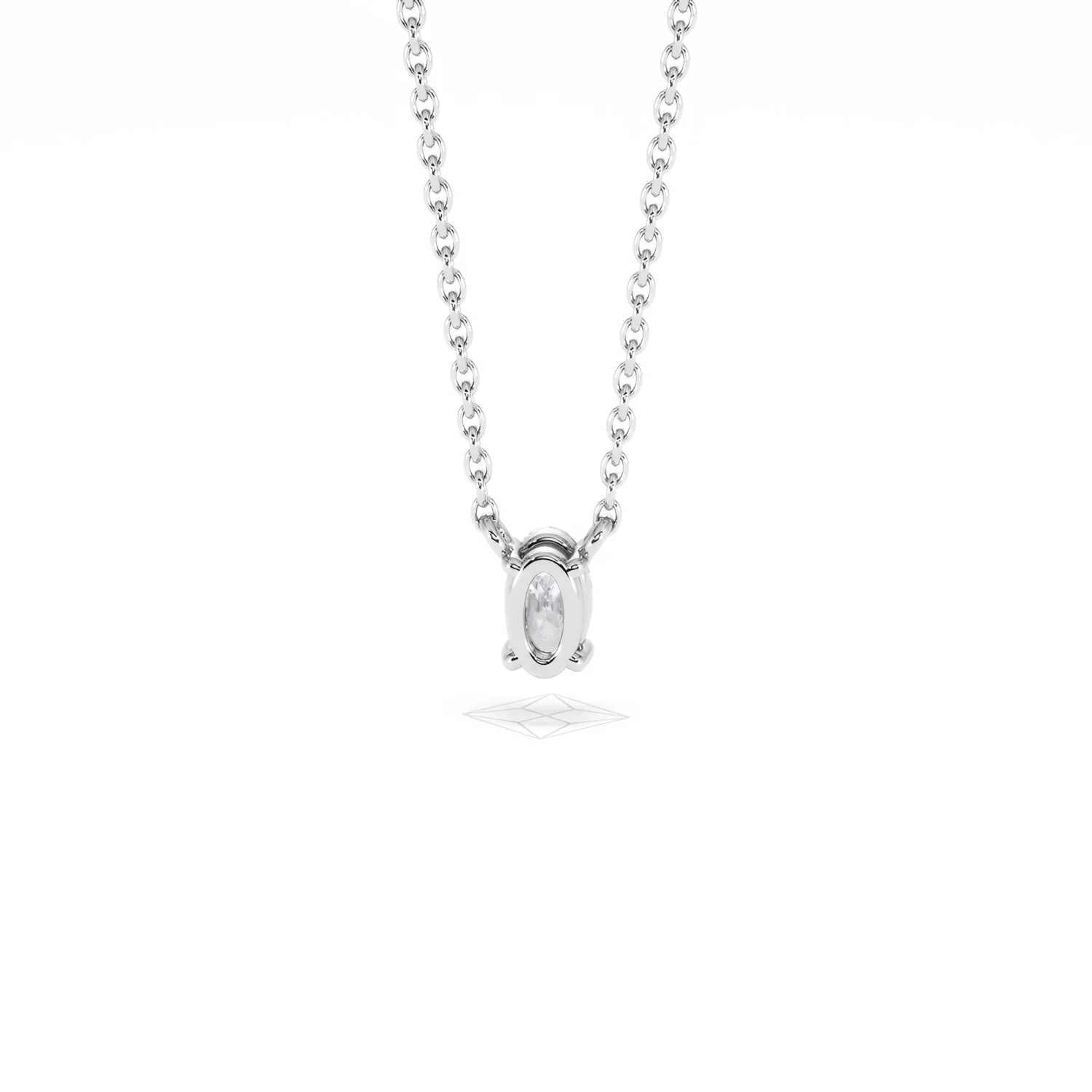 Wanderlust Floating Oval Cut Lab Diamond Solitaire Necklace 0.25ct H/SI in 925 Silver - Image 48