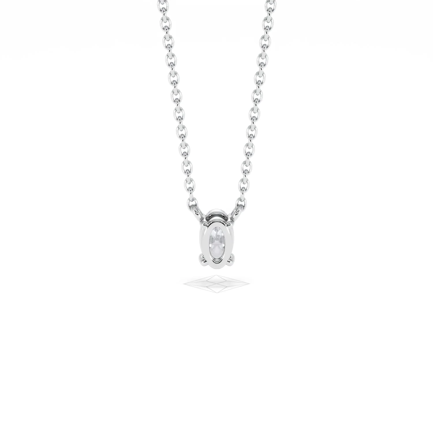 Wanderlust Floating Oval Cut Lab Diamond Solitaire Necklace 0.25ct H/SI in 925 Silver - Image 49