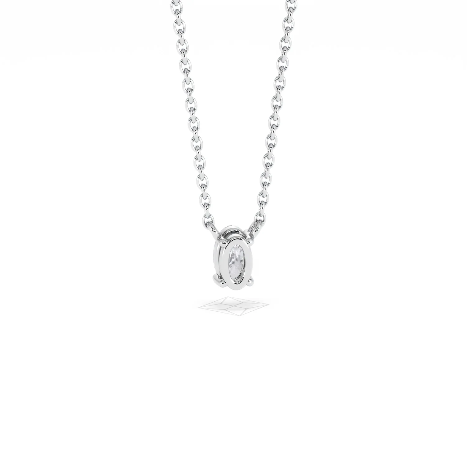 Wanderlust Floating Oval Cut Lab Diamond Solitaire Necklace 0.25ct H/SI in 925 Silver - Image 51