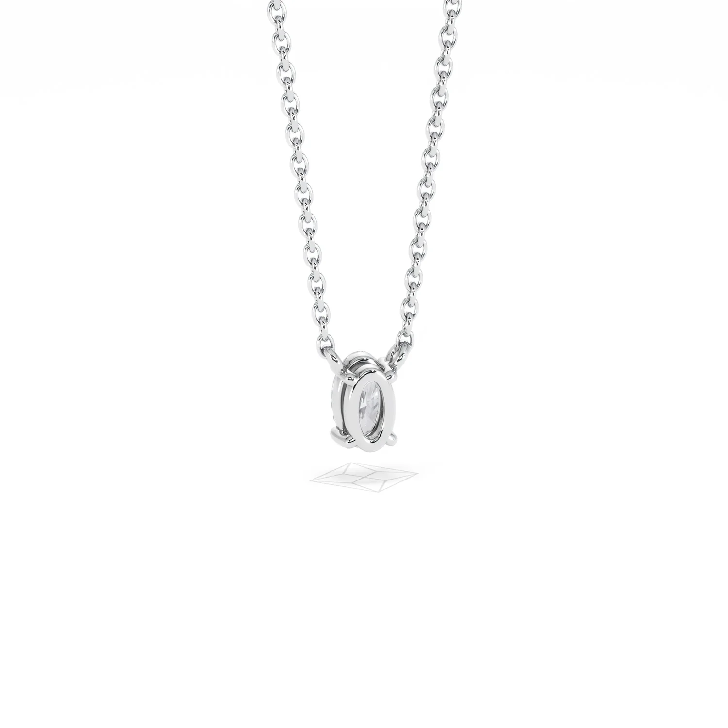 Wanderlust Floating Oval Cut Lab Diamond Solitaire Necklace 0.25ct H/SI in 925 Silver - Image 52