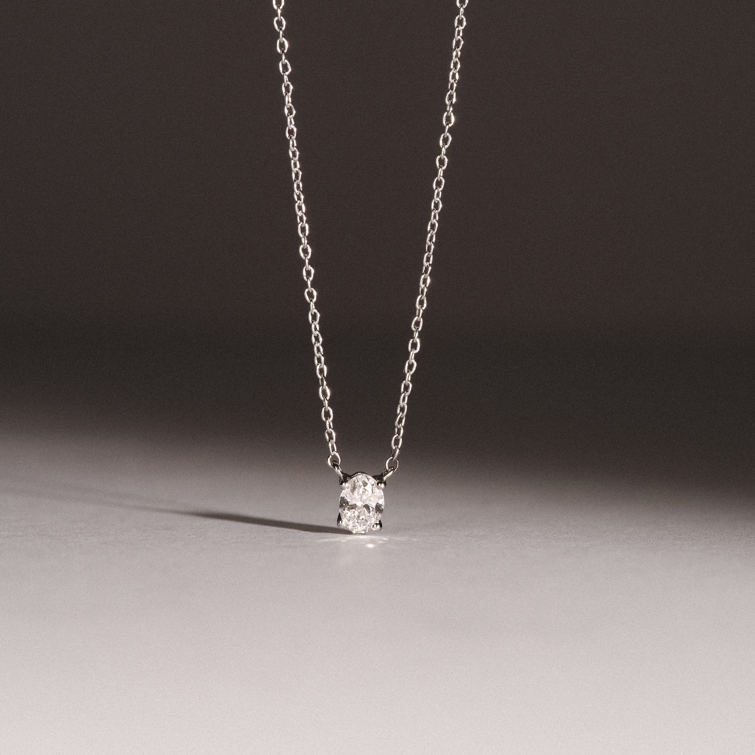 Wanderlust Floating Oval Cut Lab Diamond Solitaire Necklace 0.25ct H/SI in 925 Silver - Image 6
