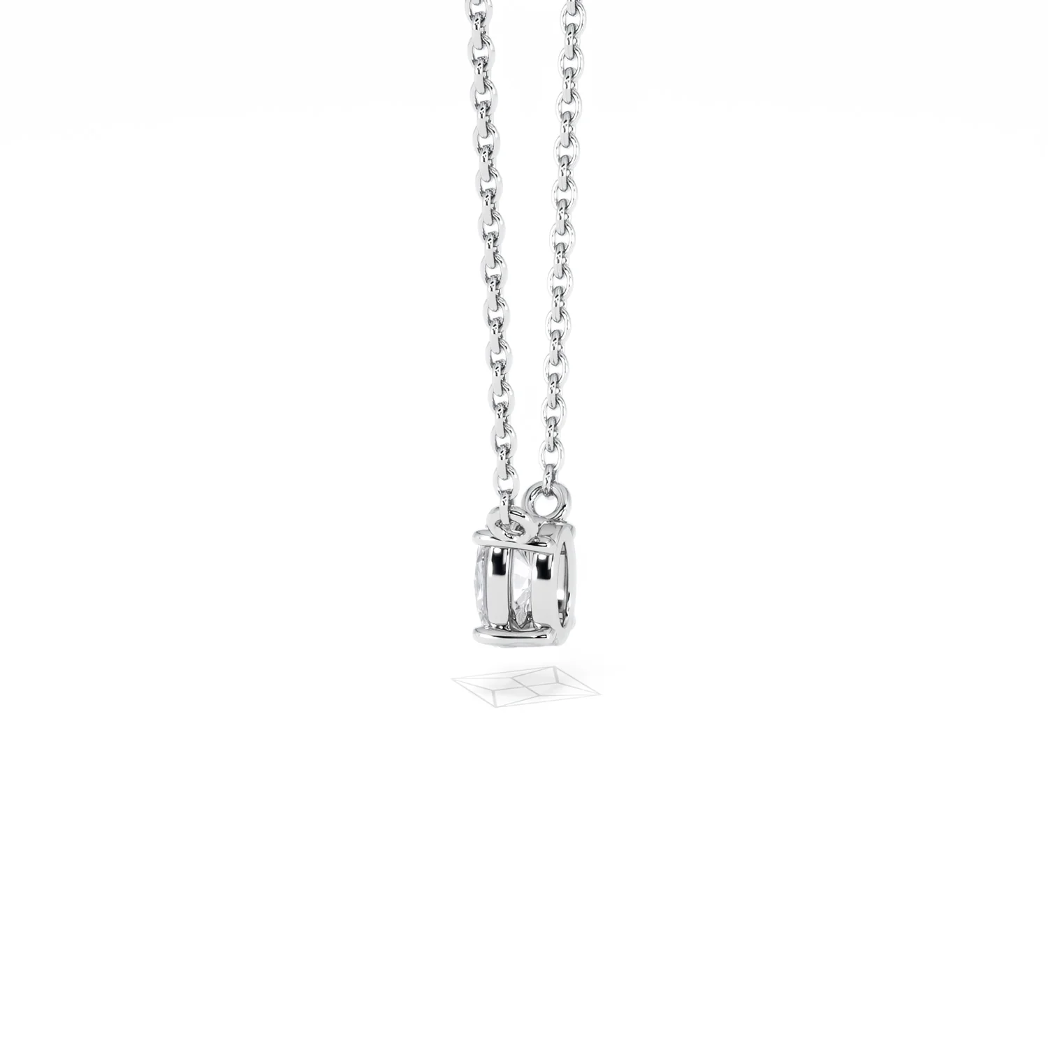 Wanderlust Floating Oval Cut Lab Diamond Solitaire Necklace 0.25ct H/SI in 925 Silver - Image 64