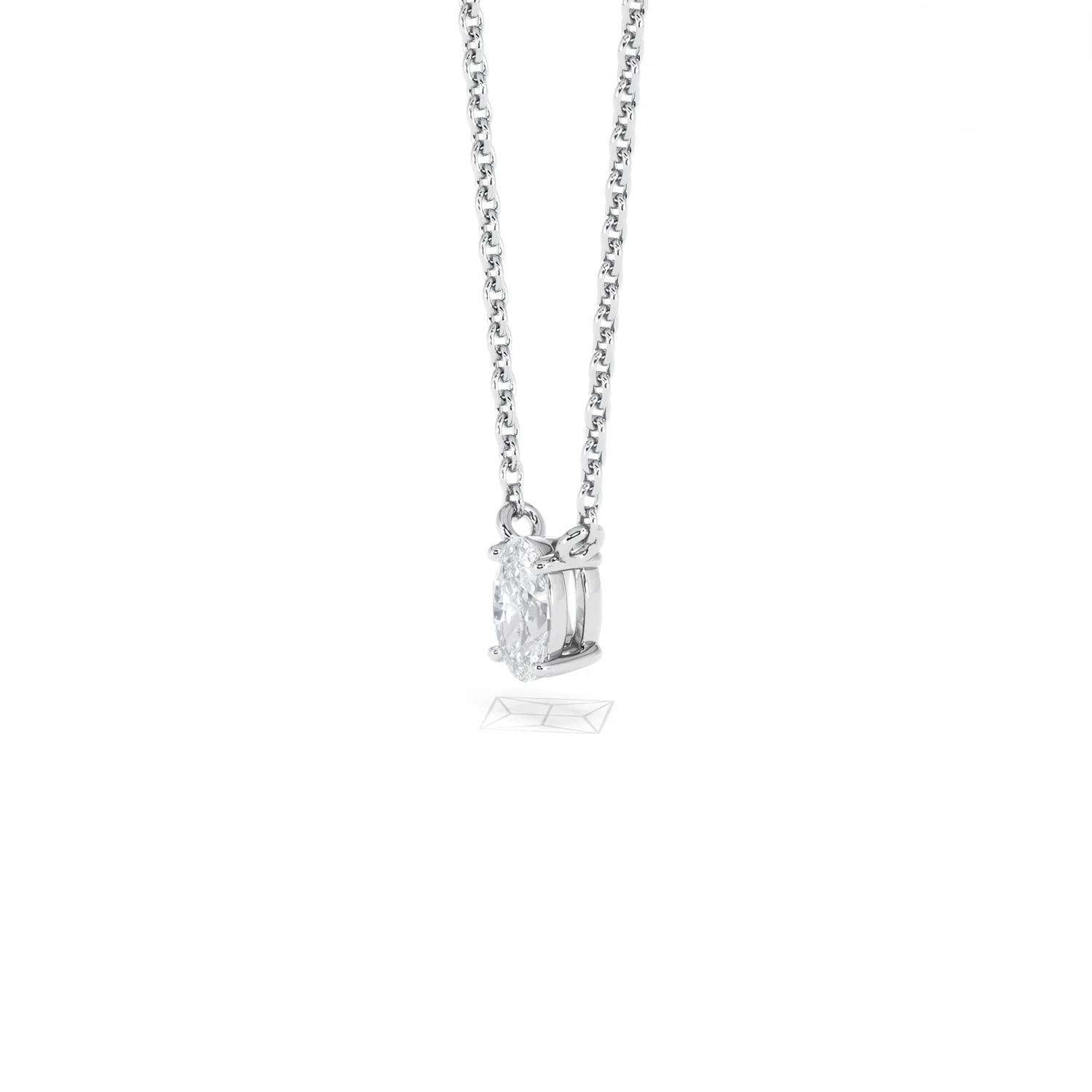 Wanderlust Floating Oval Cut Lab Diamond Solitaire Necklace 0.25ct H/SI in 925 Silver - Image 77