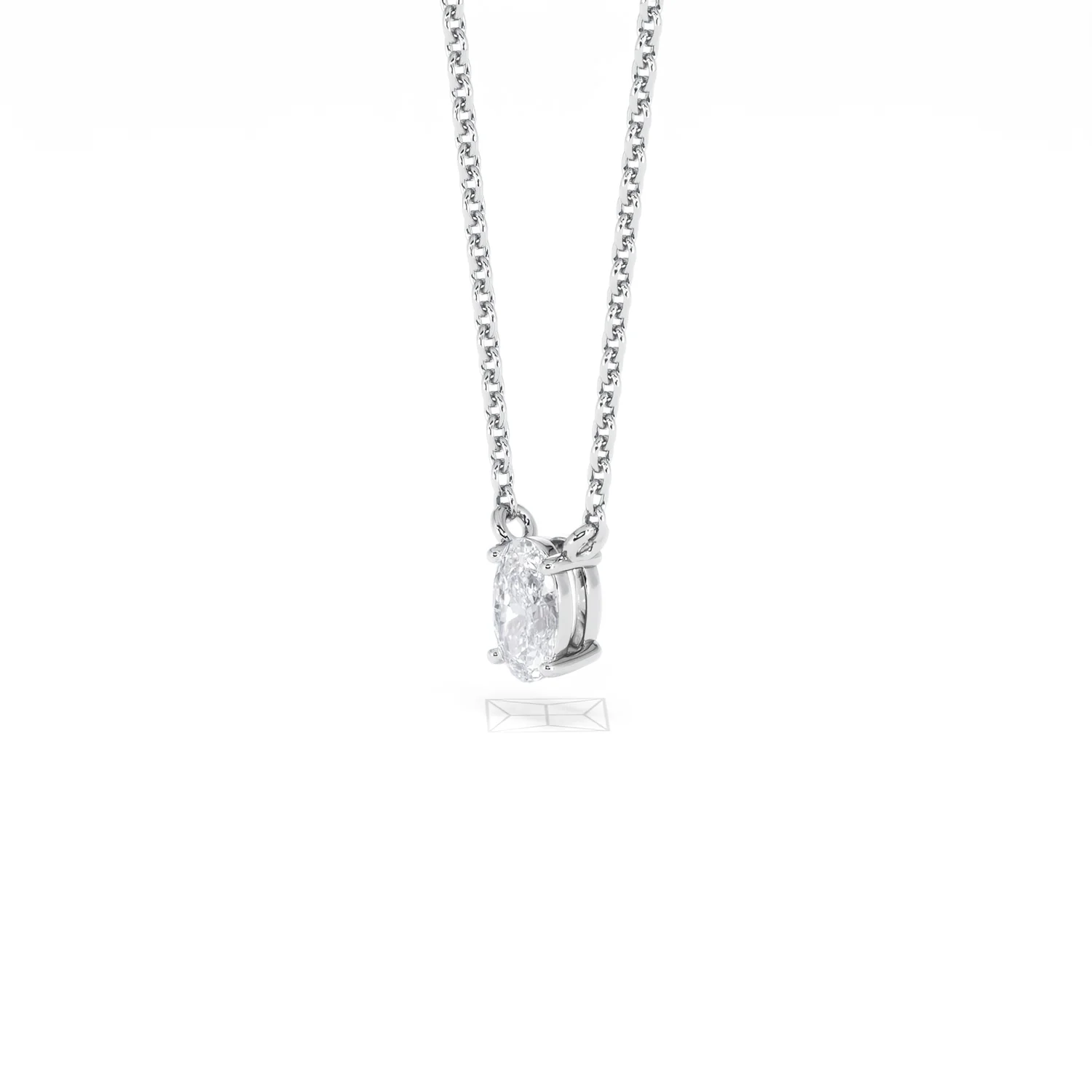 Wanderlust Floating Oval Cut Lab Diamond Solitaire Necklace 0.25ct H/SI in 925 Silver - Image 79