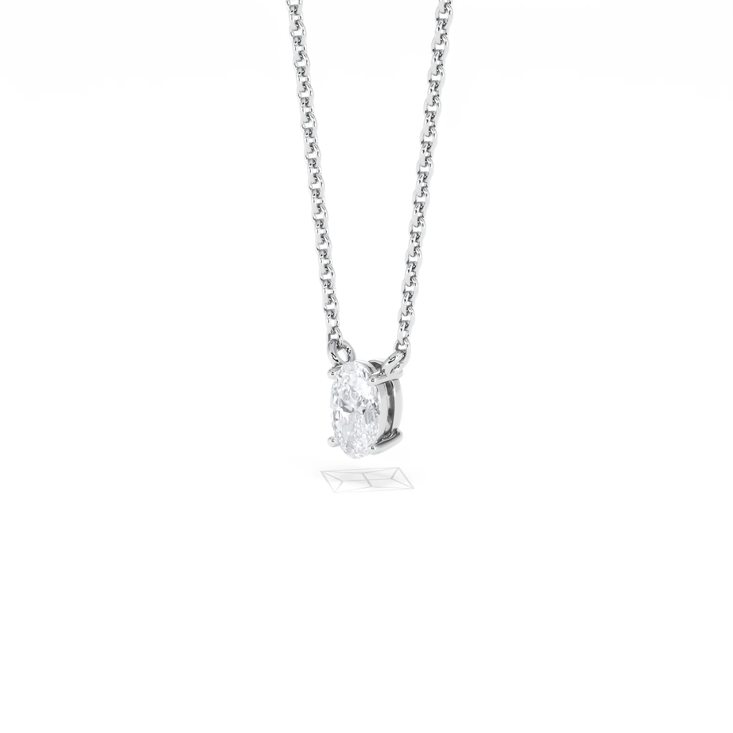 Wanderlust Floating Oval Cut Lab Diamond Solitaire Necklace 0.25ct H/SI in 925 Silver - Image 81