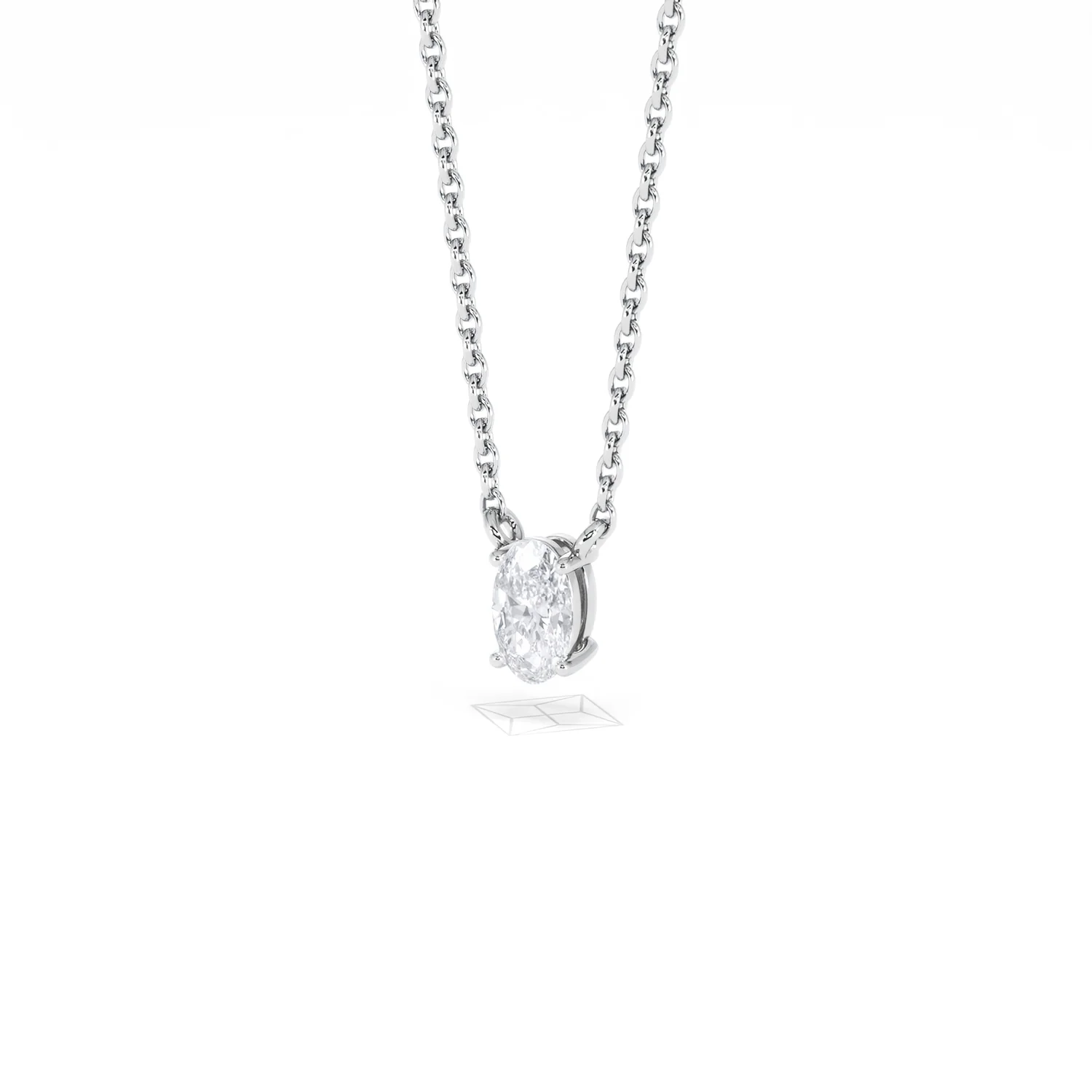 Wanderlust Floating Oval Cut Lab Diamond Solitaire Necklace 0.25ct H/SI in 925 Silver - Image 83
