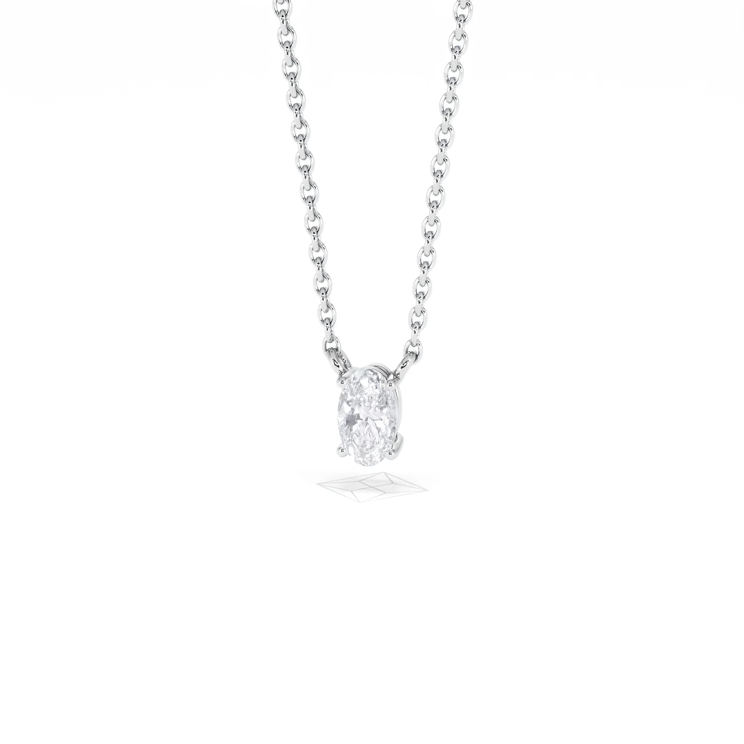 Wanderlust Floating Oval Cut Lab Diamond Solitaire Necklace 0.25ct H/SI in 925 Silver - Image 86