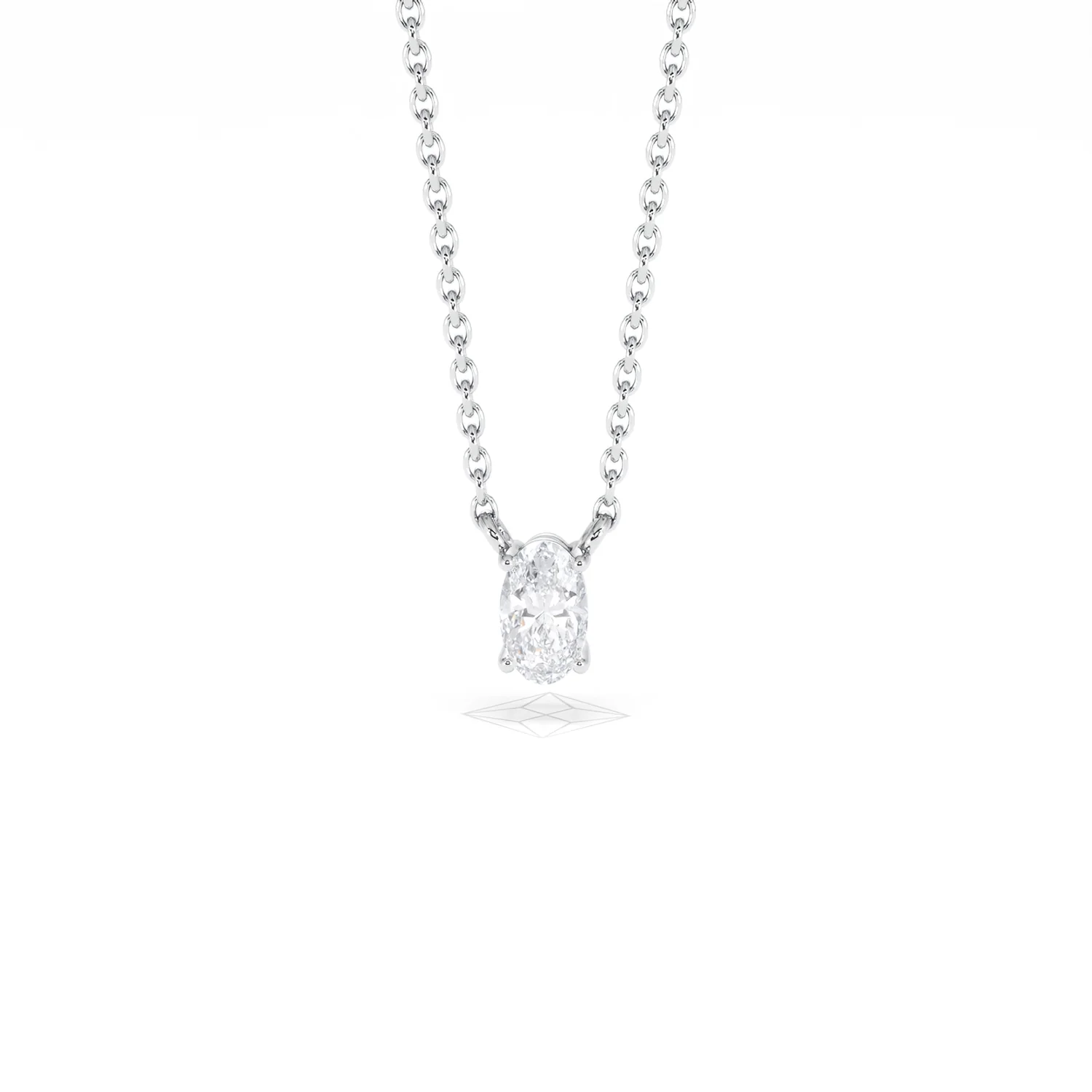 Wanderlust Floating Oval Cut Lab Diamond Solitaire Necklace 0.25ct H/SI in 925 Silver - Image 88