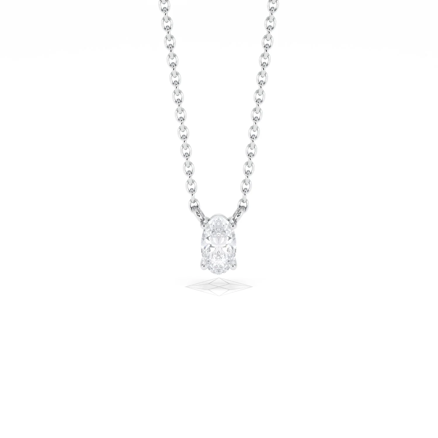 Wanderlust Floating Oval Cut Lab Diamond Solitaire Necklace 0.25ct H/SI in 925 Silver - Image 9