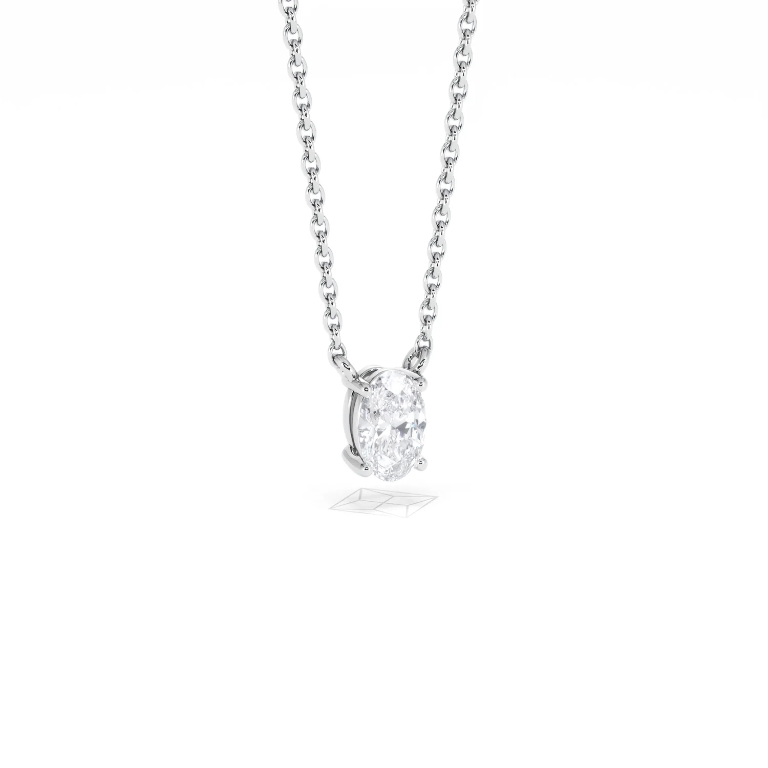 Wanderlust Floating Oval Cut Lab Diamond Solitaire Necklace 0.33ct H/SI in 925 Silver - Image 14