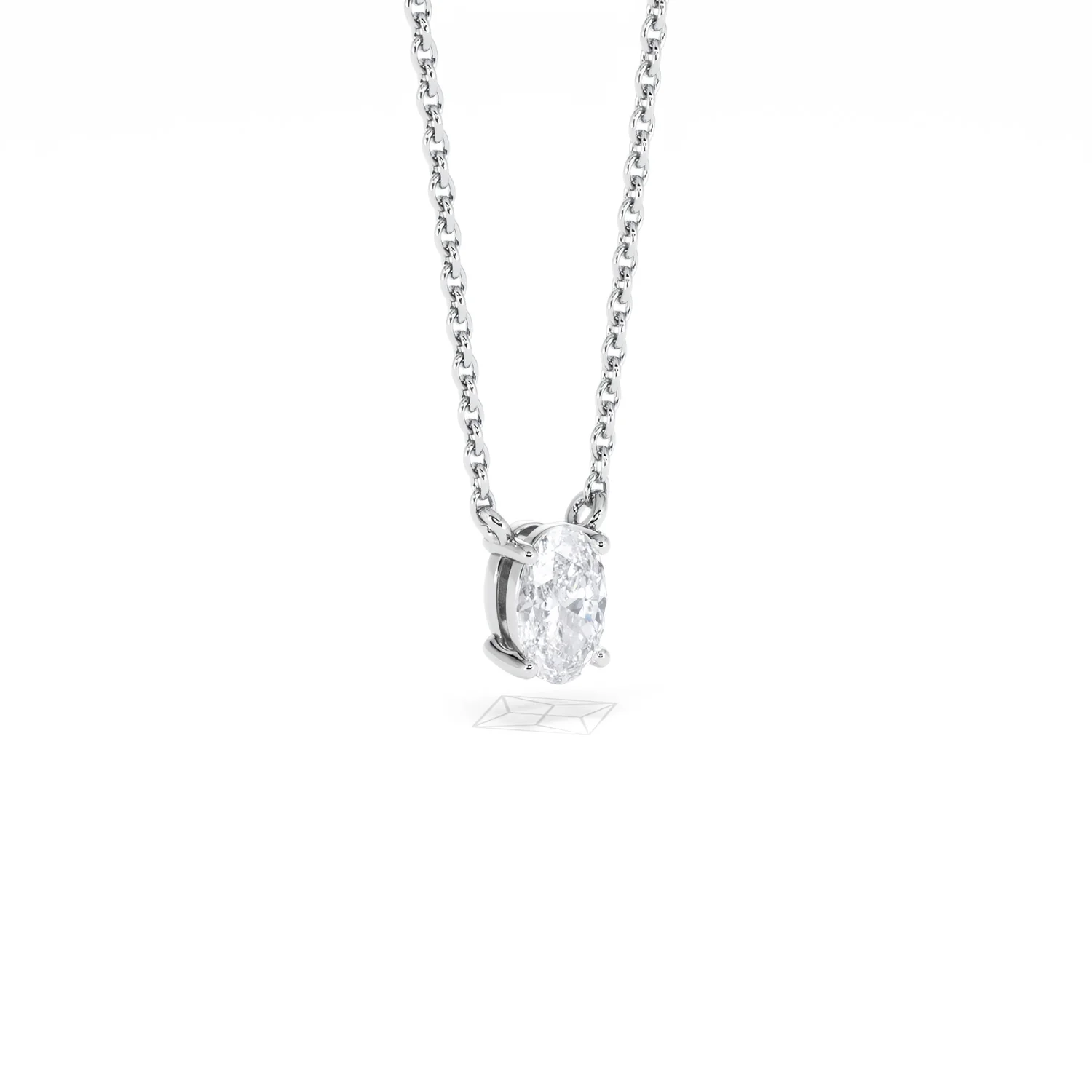 Wanderlust Floating Oval Cut Lab Diamond Solitaire Necklace 0.33ct H/SI in 925 Silver - Image 16