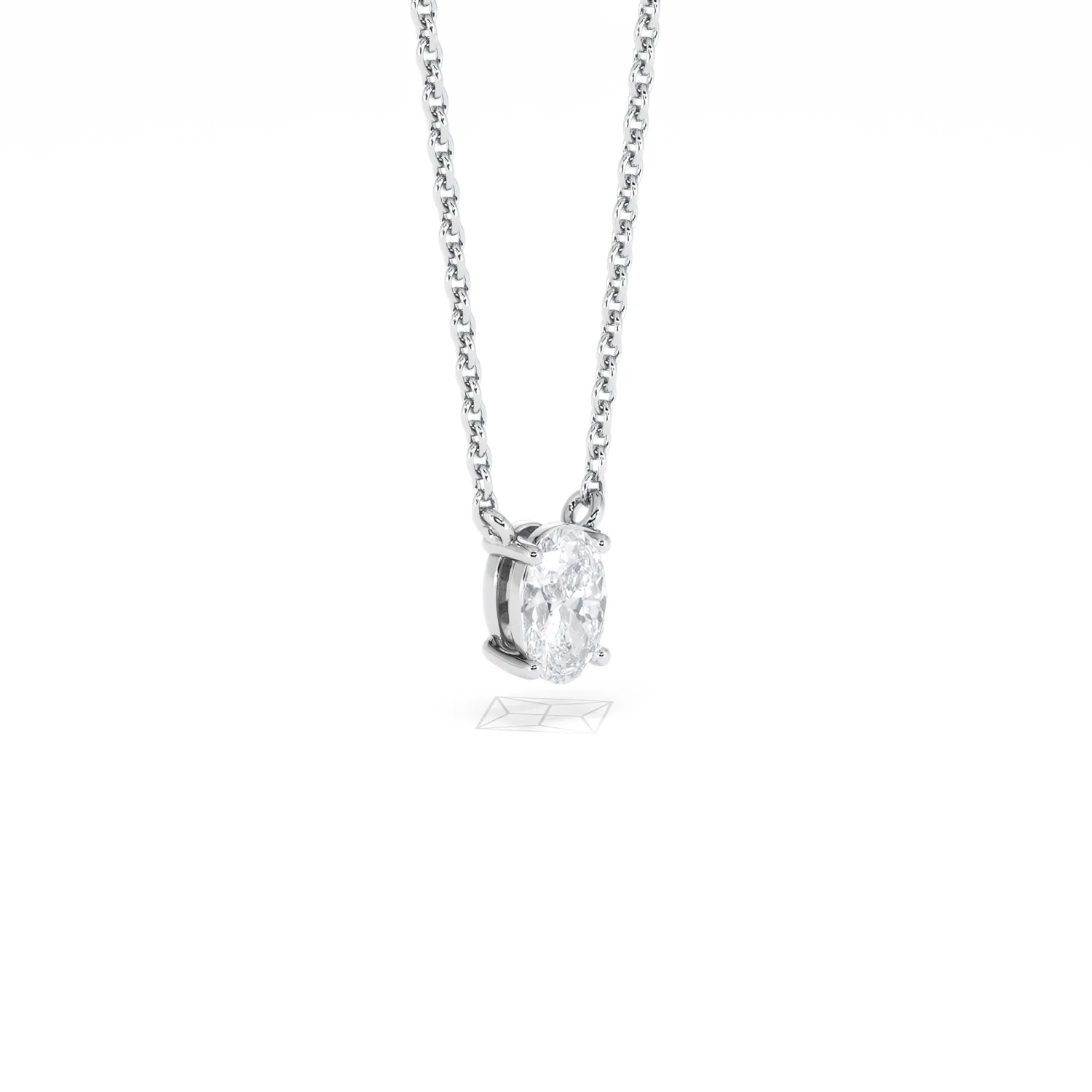 Wanderlust Floating Oval Cut Lab Diamond Solitaire Necklace 0.33ct H/SI in 925 Silver - Image 17