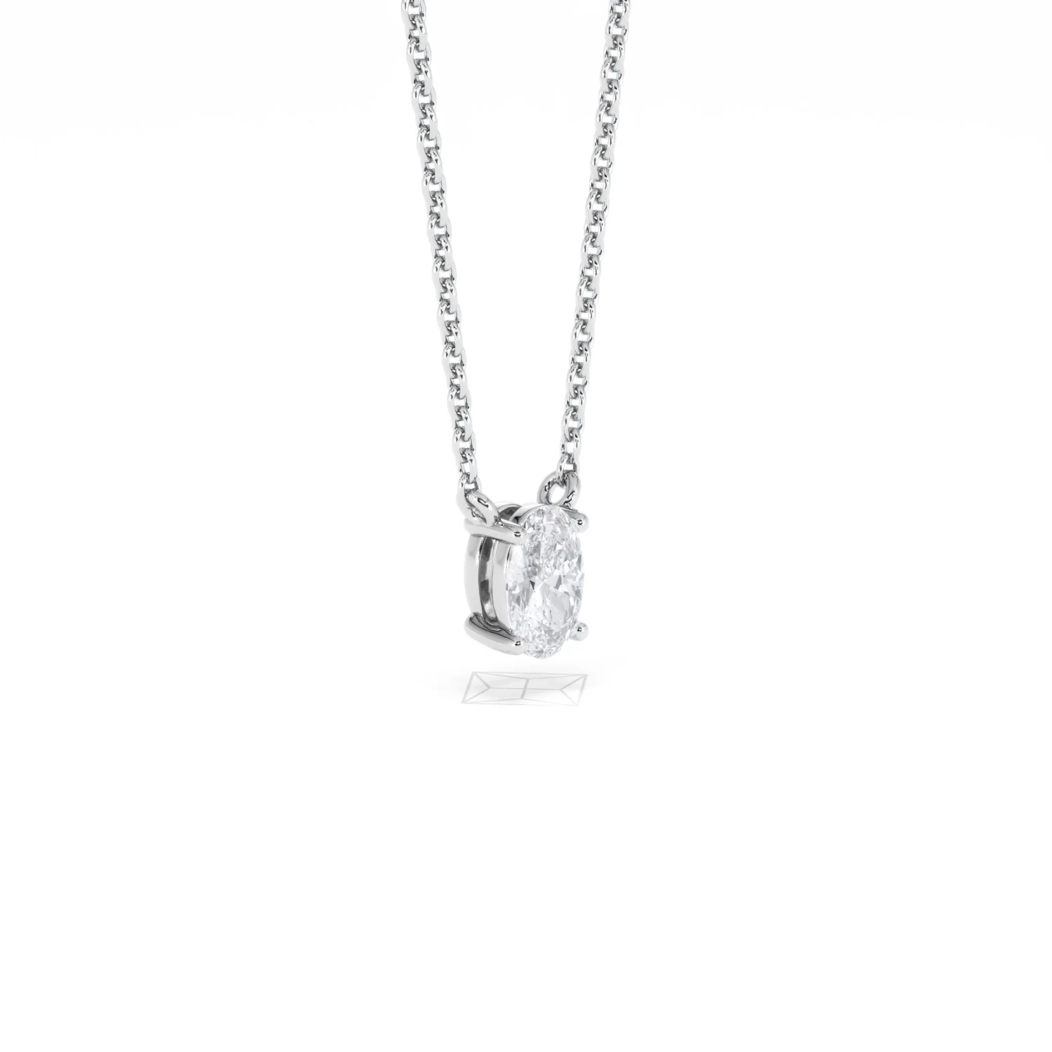 Wanderlust Floating Oval Cut Lab Diamond Solitaire Necklace 0.33ct H/SI in 925 Silver - Image 18
