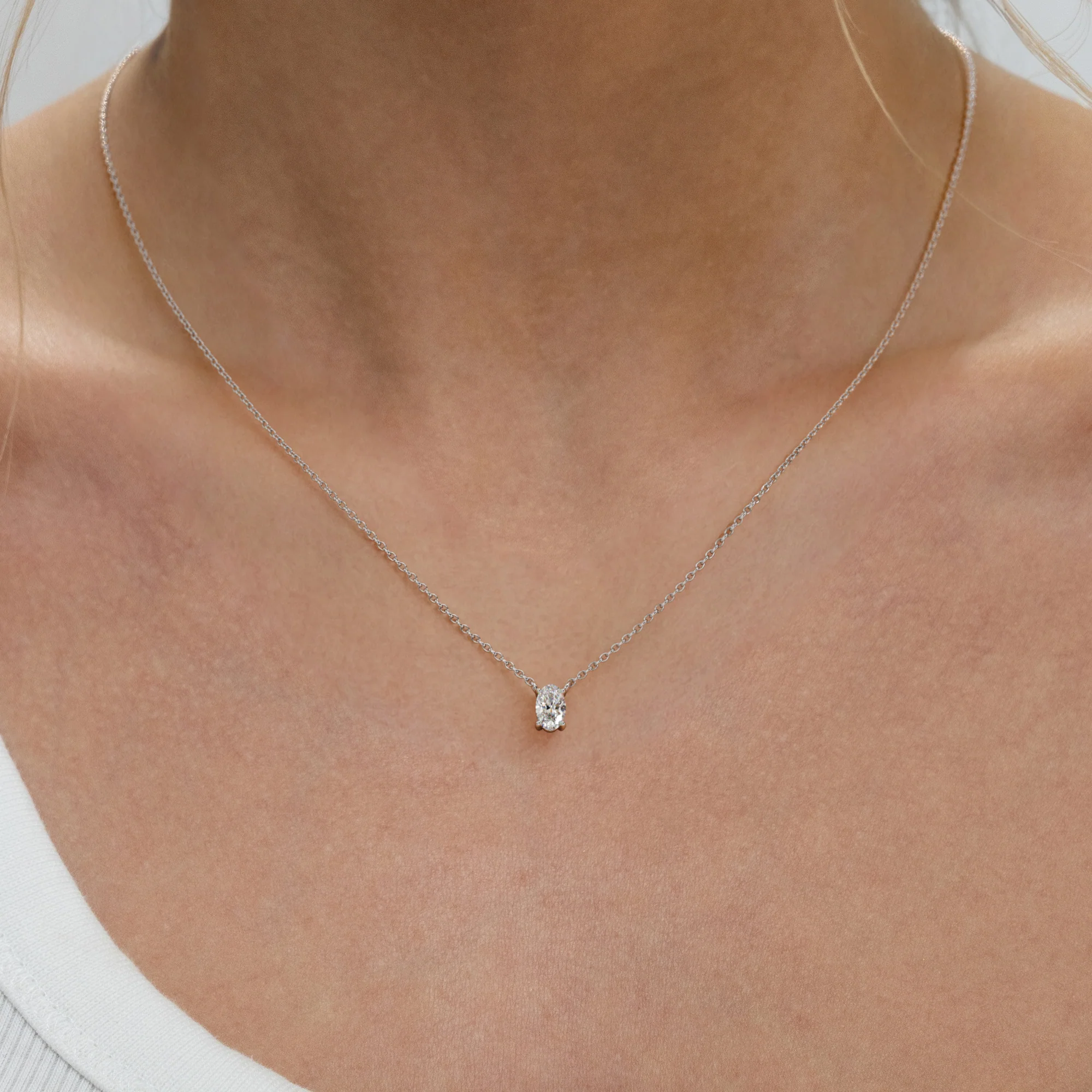 Wanderlust Floating Oval Cut Lab Diamond Solitaire Necklace 0.33ct H/SI in 925 Silver - Image 2