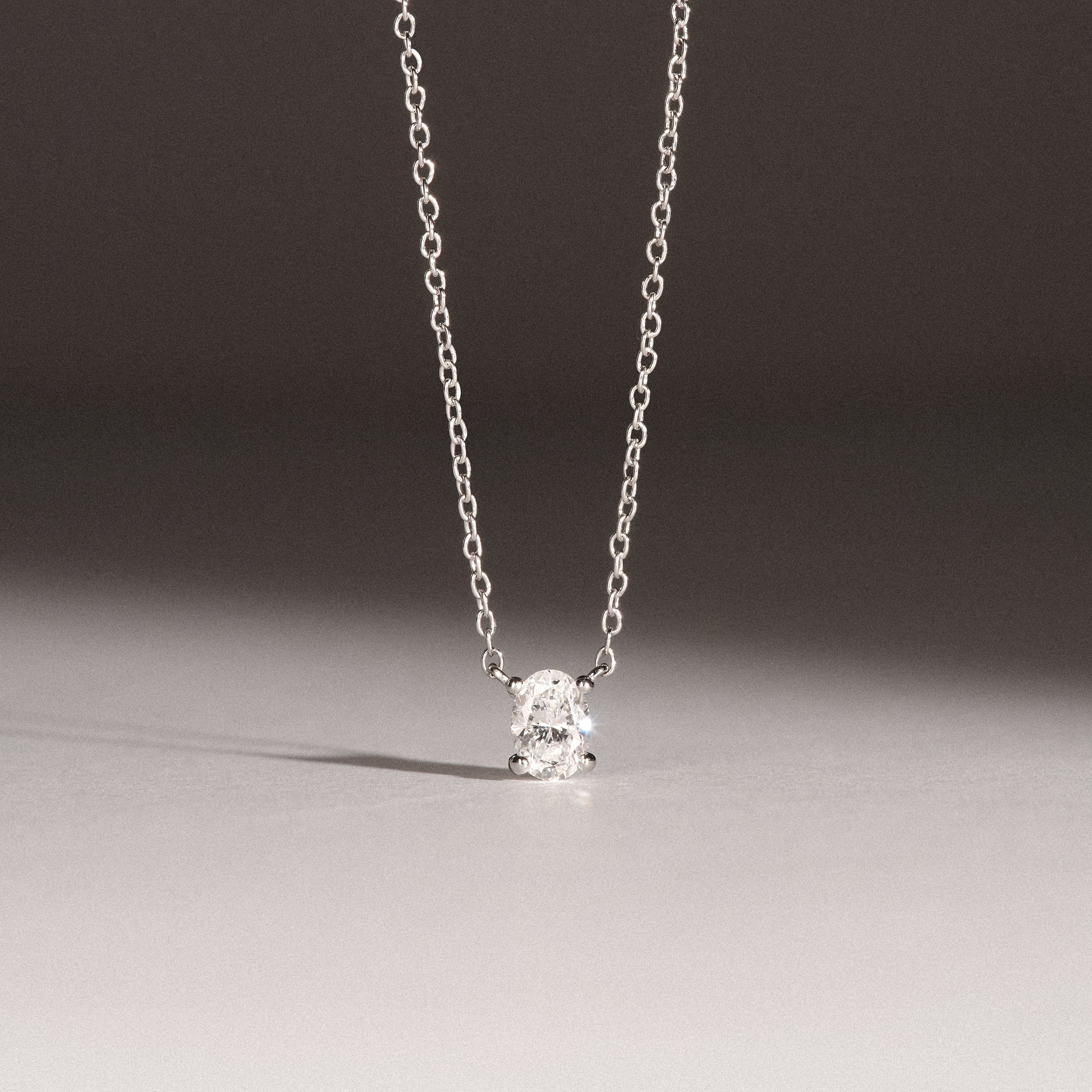 Wanderlust Floating Oval Cut Lab Diamond Solitaire Necklace 0.33ct H/SI in 925 Silver - Image 6
