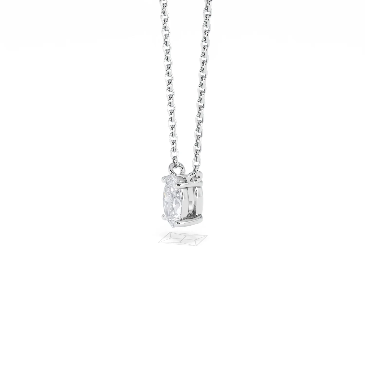 Wanderlust Floating Oval Cut Lab Diamond Solitaire Necklace 0.33ct H/SI in 925 Silver - Image 75