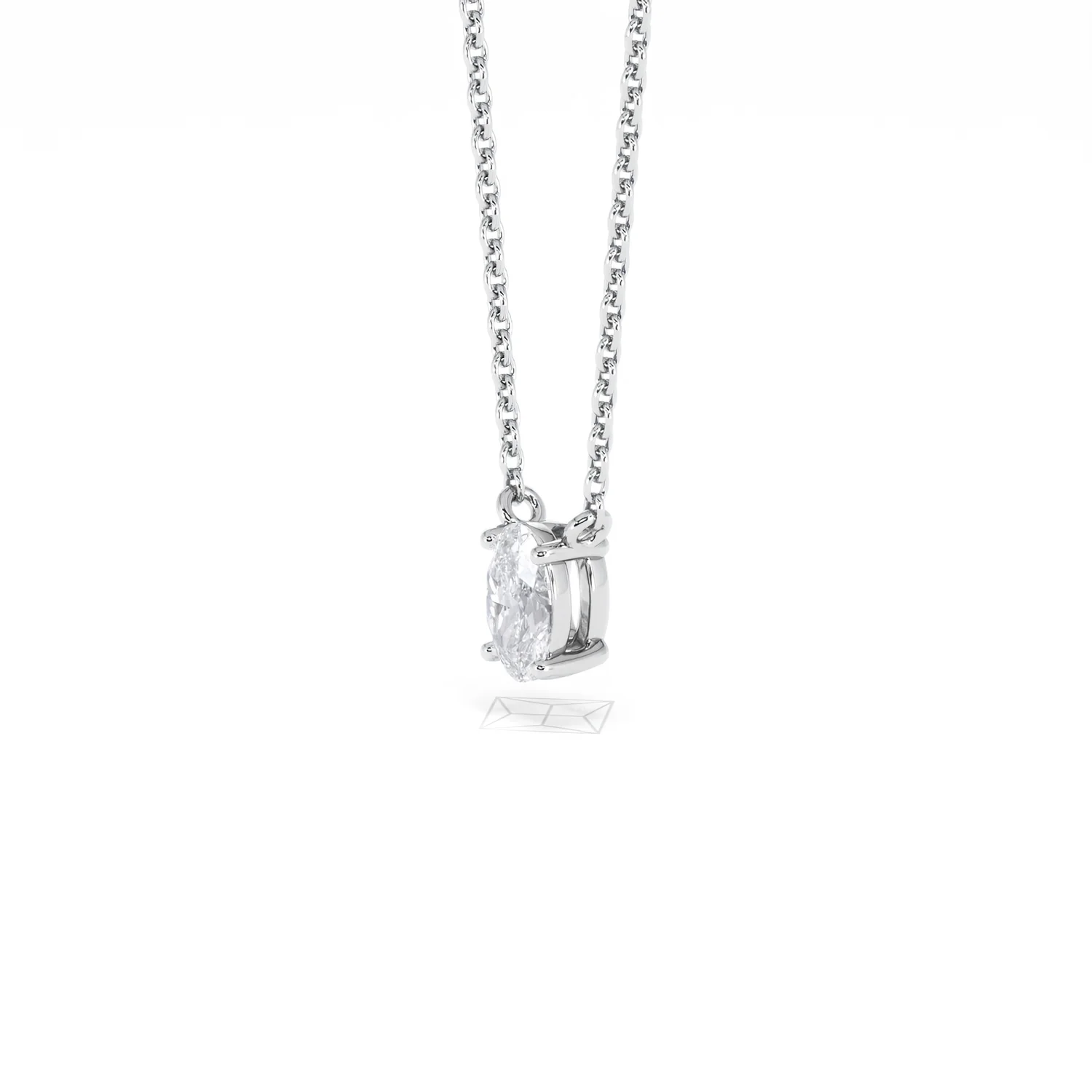 Wanderlust Floating Oval Cut Lab Diamond Solitaire Necklace 0.33ct H/SI in 925 Silver - Image 77