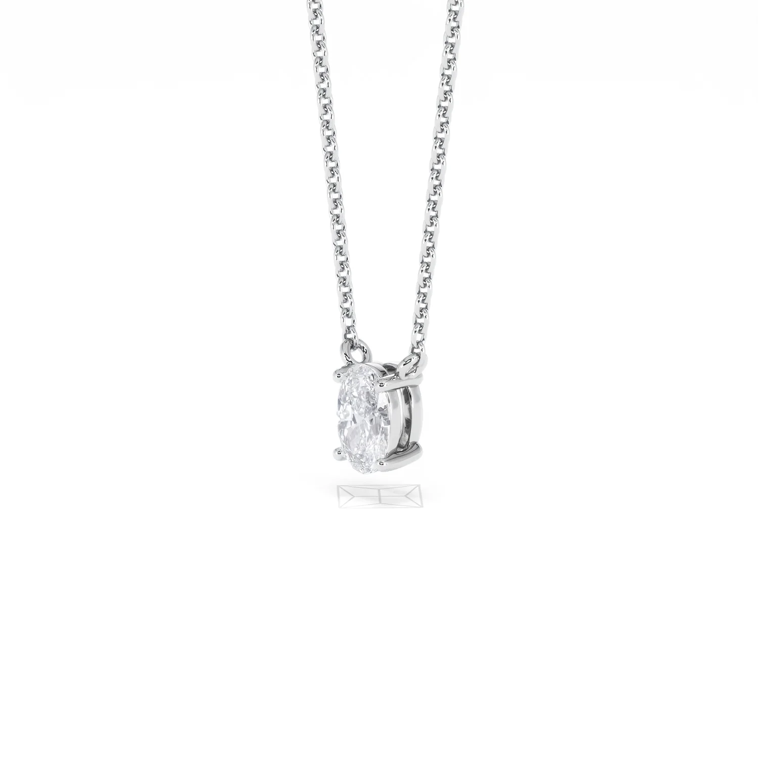 Wanderlust Floating Oval Cut Lab Diamond Solitaire Necklace 0.33ct H/SI in 925 Silver - Image 79