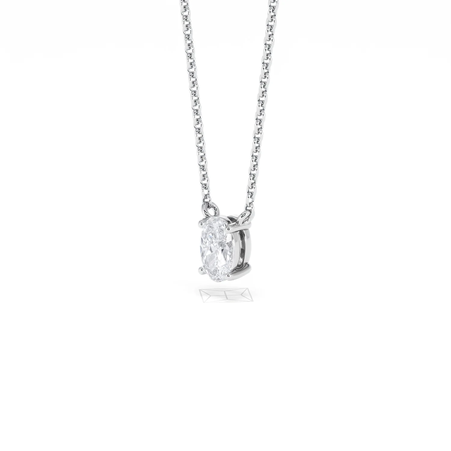 Wanderlust Floating Oval Cut Lab Diamond Solitaire Necklace 0.33ct H/SI in 925 Silver - Image 80