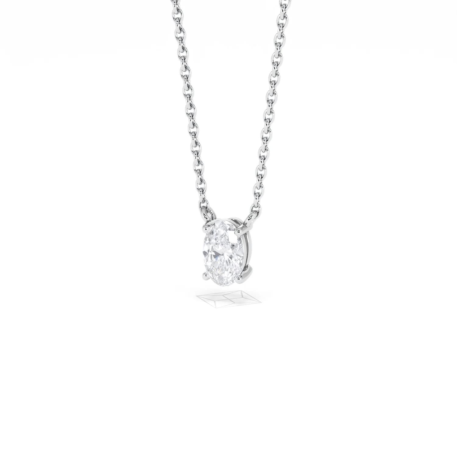 Wanderlust Floating Oval Cut Lab Diamond Solitaire Necklace 0.33ct H/SI in 925 Silver - Image 84