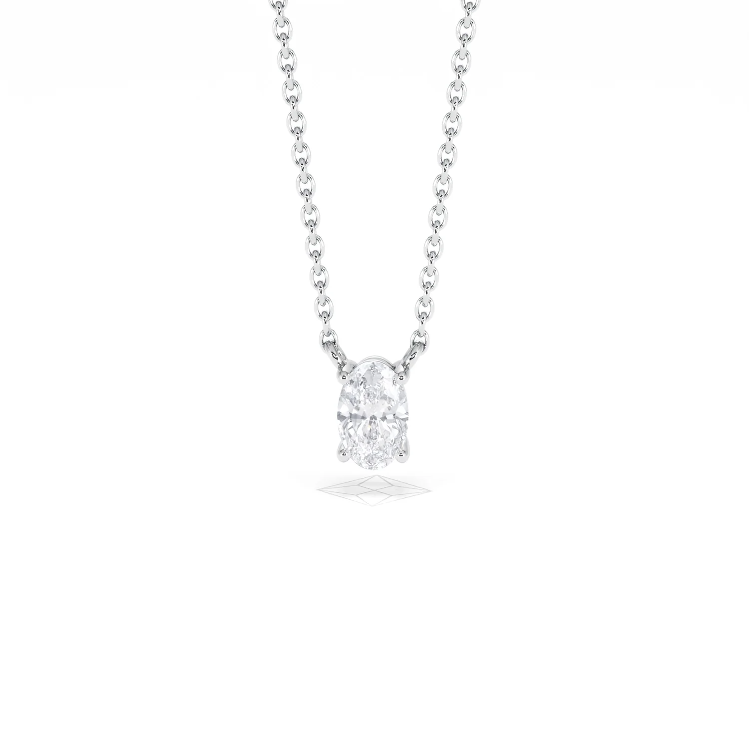 Wanderlust Floating Oval Cut Lab Diamond Solitaire Necklace 0.33ct H/SI in 925 Silver - Image 88