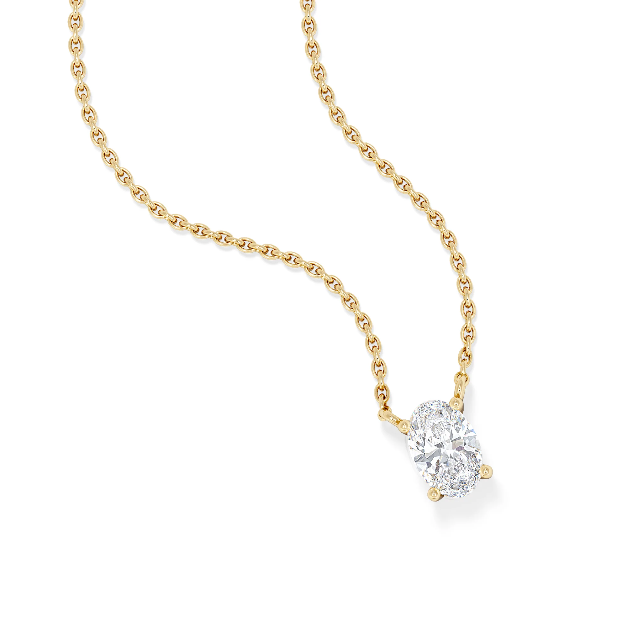 Wanderlust Floating Oval Cut Lab Diamond Solitaire Necklace 0.50ct H/SI in 9K Gold - Image 3
