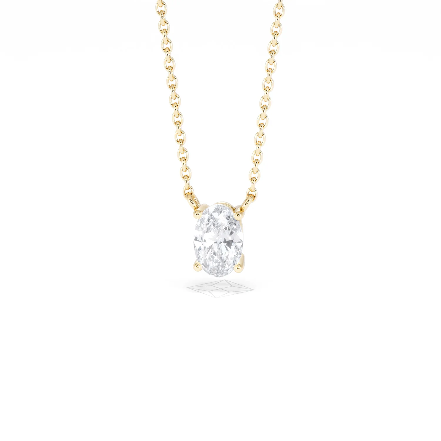 Wanderlust Floating Oval Cut Lab Diamond Solitaire Necklace 0.50ct H/SI in 9K Gold - Image 89