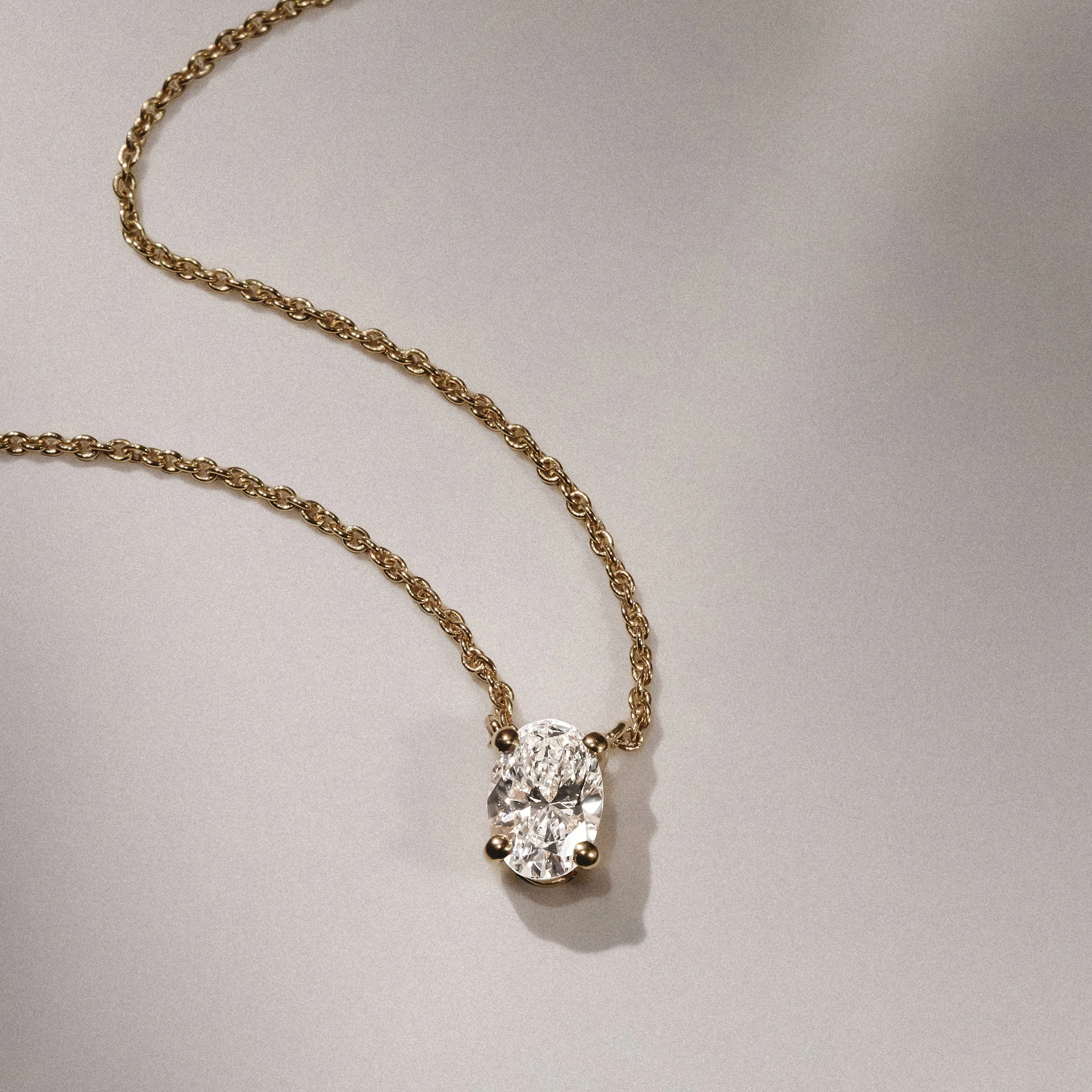 Wanderlust Floating Oval Cut Lab Diamond Solitaire Necklace 0.50ct H/SI in 9K Gold - Image 9