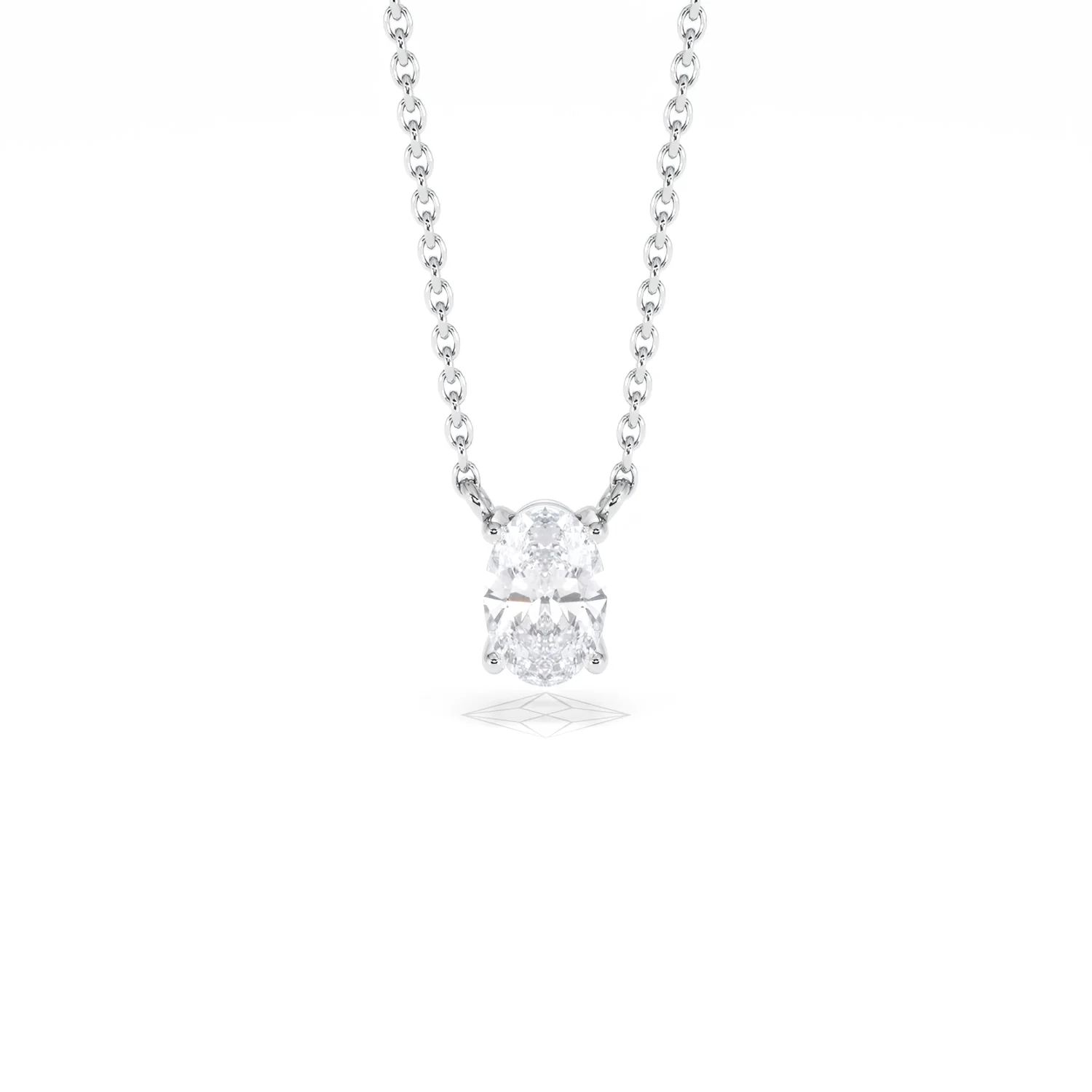 Wanderlust Floating Oval Cut Lab Diamond Solitaire Necklace 0.50ct H/SI in 9K White Gold - Image 10