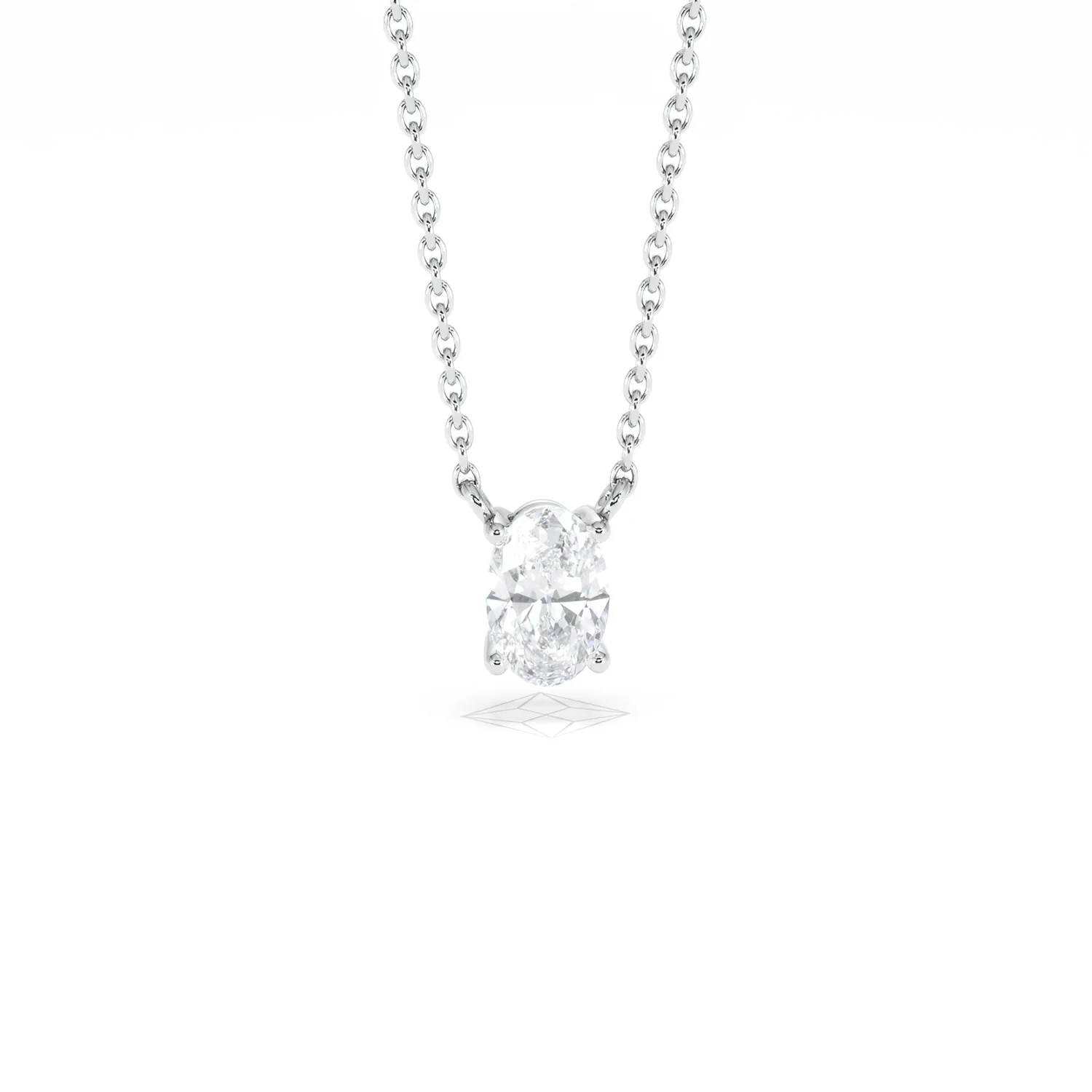 Wanderlust Floating Oval Cut Lab Diamond Solitaire Necklace 0.50ct H/SI in 9K White Gold - Image 11