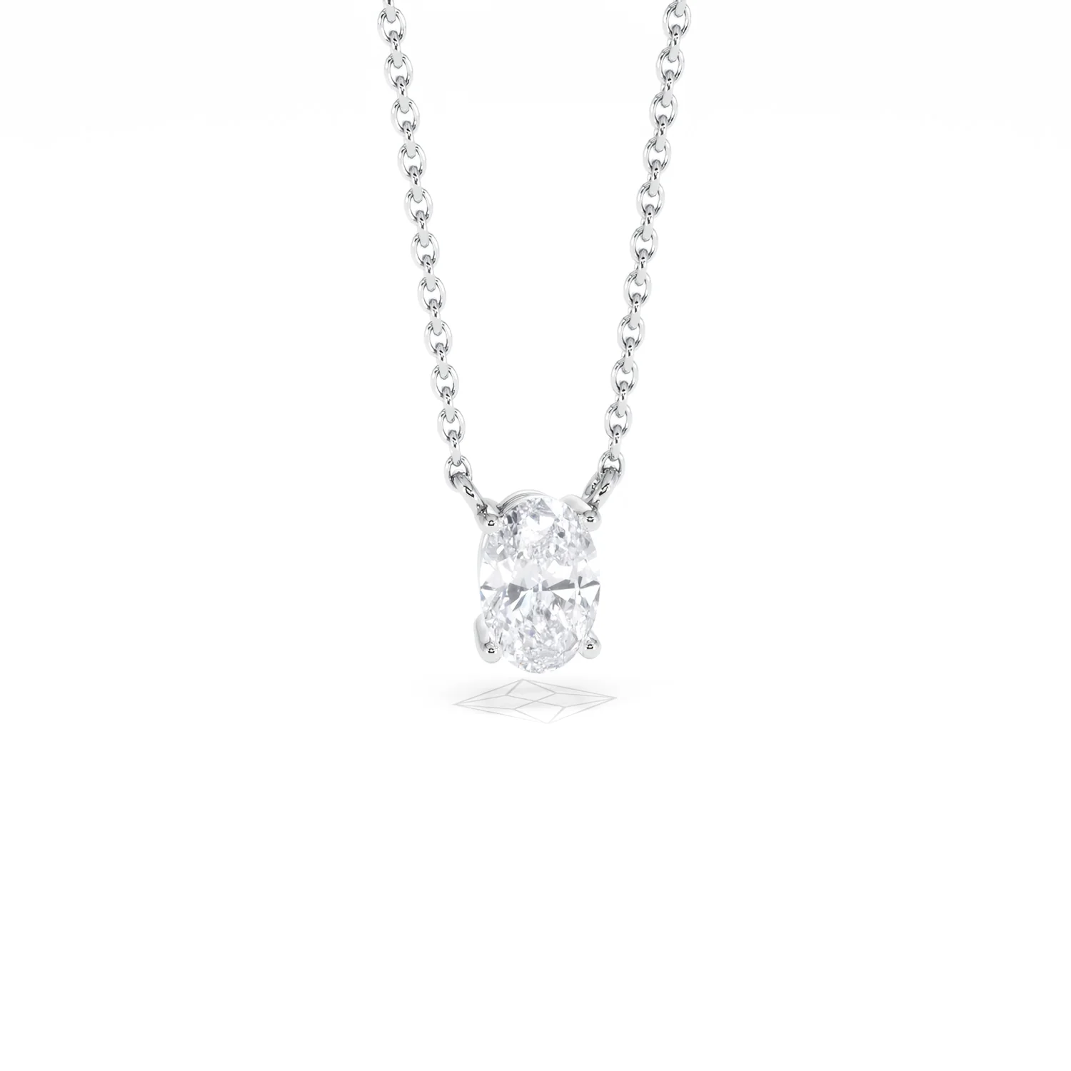 Wanderlust Floating Oval Cut Lab Diamond Solitaire Necklace 0.50ct H/SI in 9K White Gold - Image 12