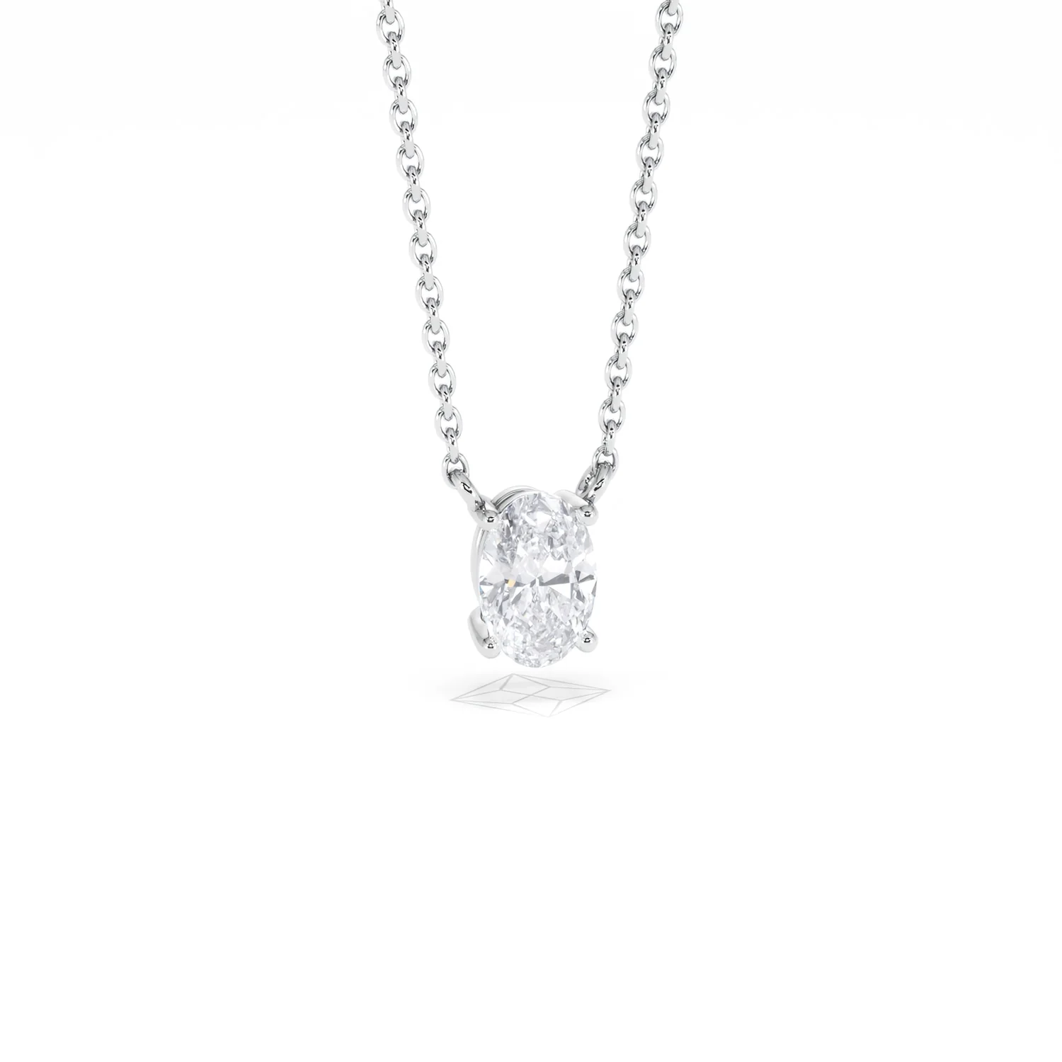 Wanderlust Floating Oval Cut Lab Diamond Solitaire Necklace 0.50ct H/SI in 9K White Gold - Image 13