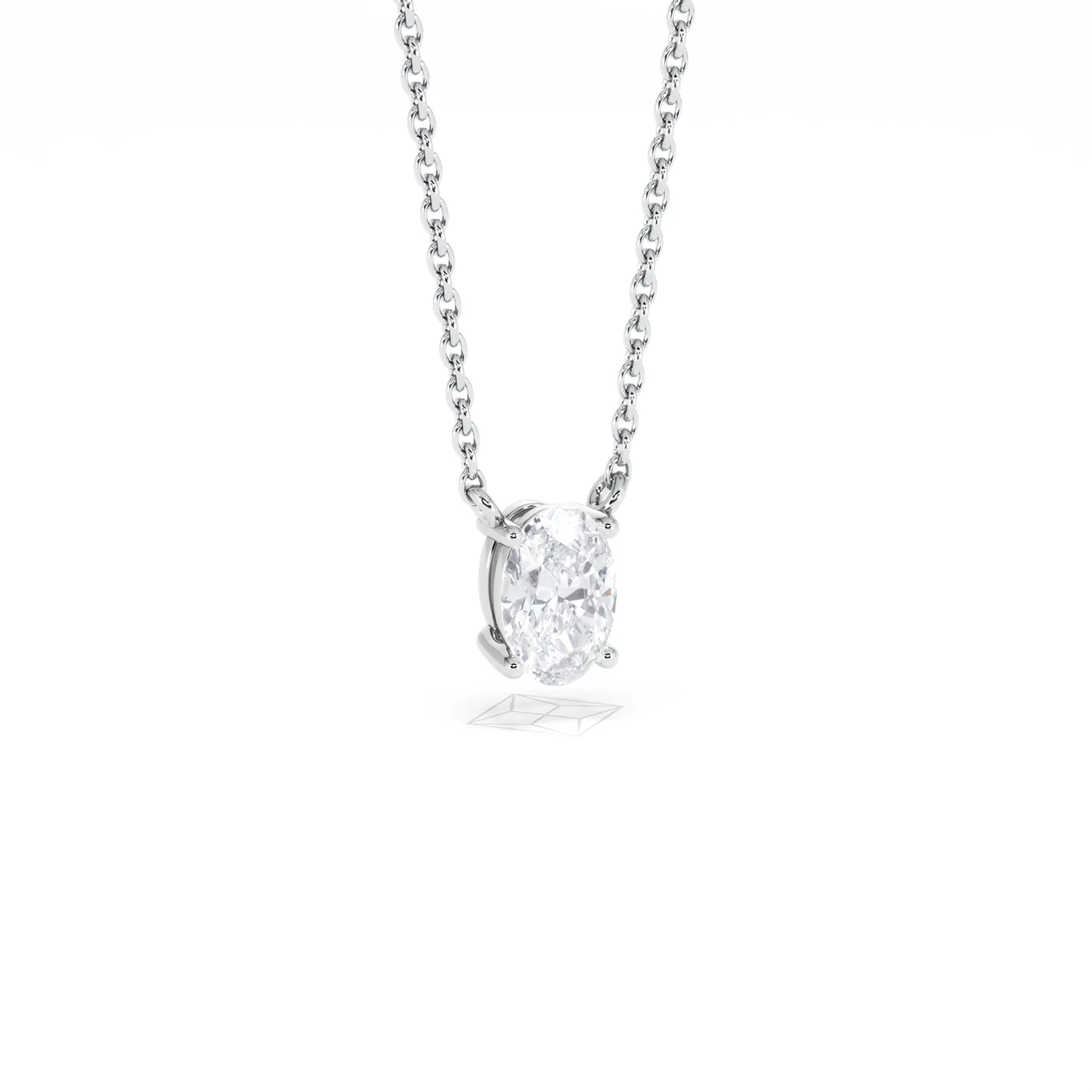 Wanderlust Floating Oval Cut Lab Diamond Solitaire Necklace 0.50ct H/SI in 9K White Gold - Image 15