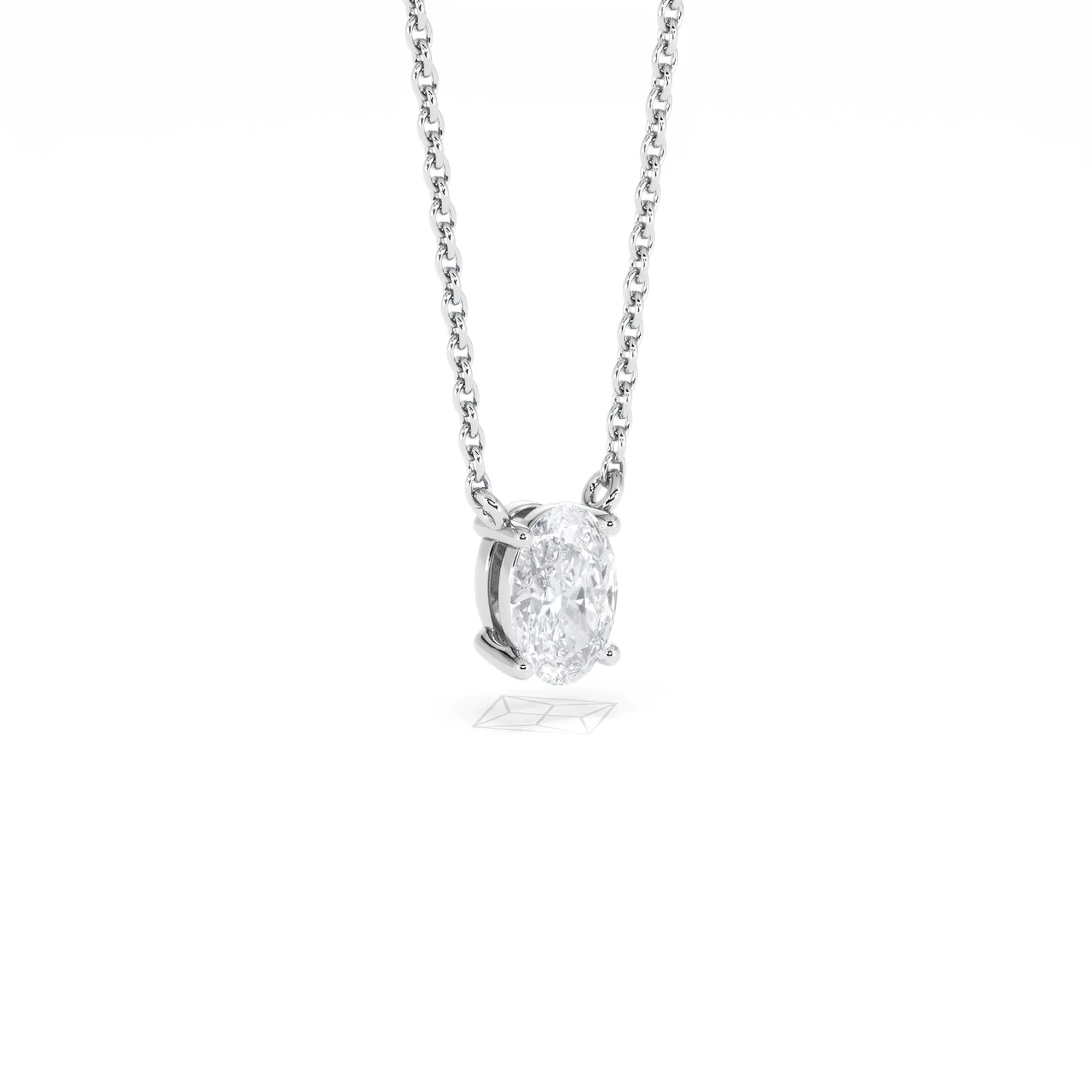 Wanderlust Floating Oval Cut Lab Diamond Solitaire Necklace 0.50ct H/SI in 9K White Gold - Image 17
