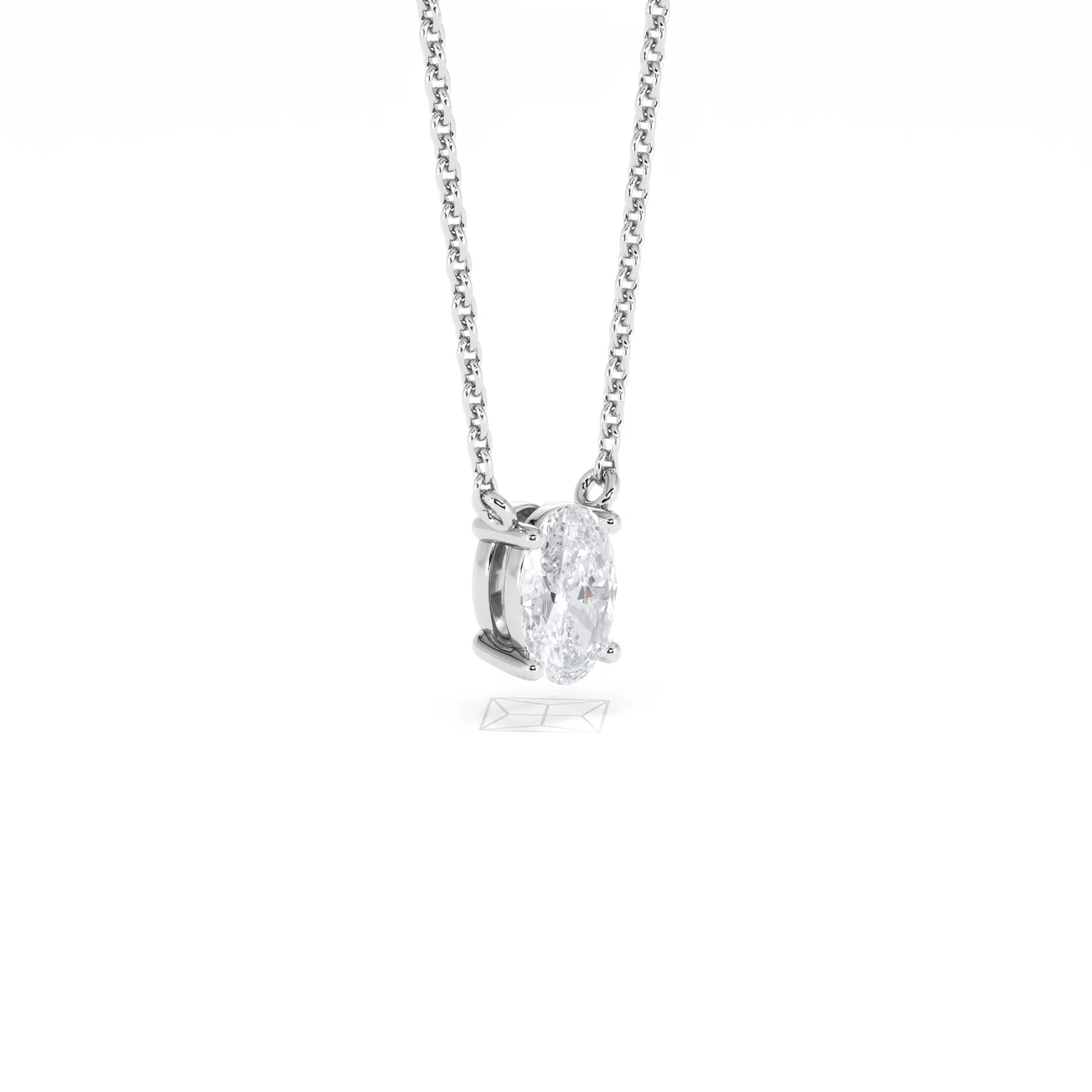 Wanderlust Floating Oval Cut Lab Diamond Solitaire Necklace 0.50ct H/SI in 9K White Gold - Image 19