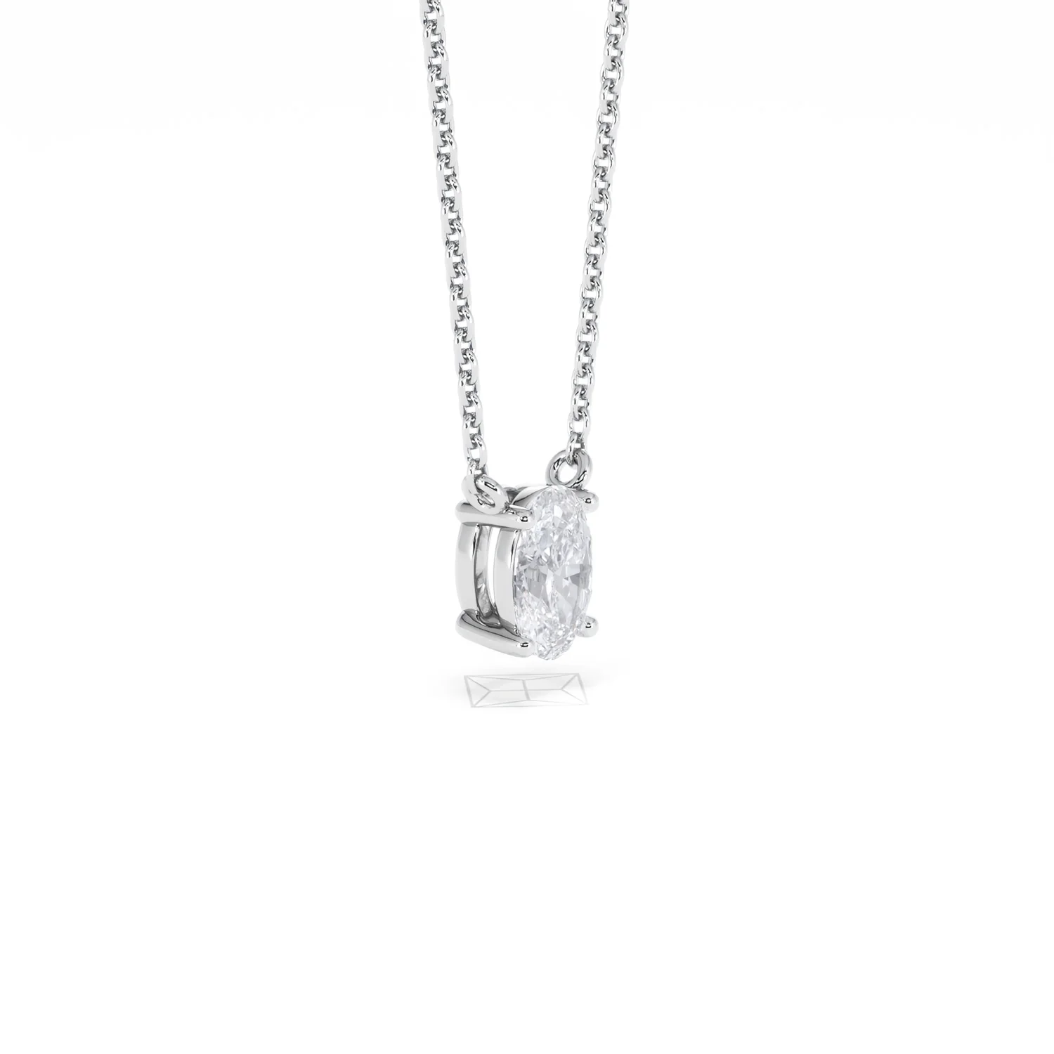 Wanderlust Floating Oval Cut Lab Diamond Solitaire Necklace 0.50ct H/SI in 9K White Gold - Image 21