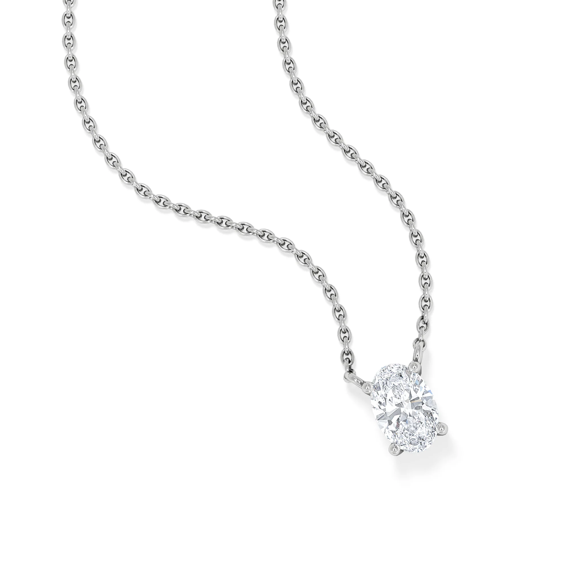 Wanderlust Floating Oval Cut Lab Diamond Solitaire Necklace 0.50ct H/SI in 9K White Gold - Image 3