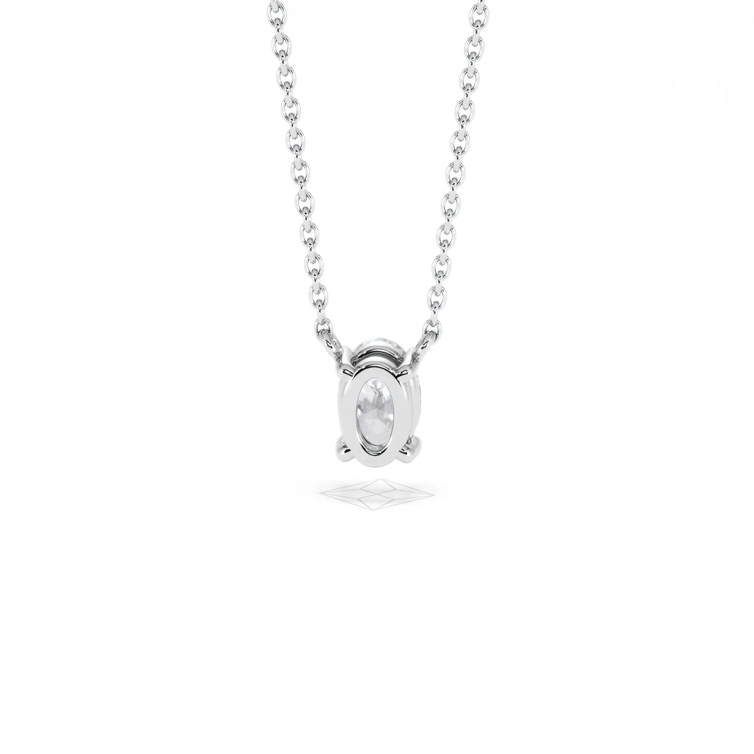 Wanderlust Floating Oval Cut Lab Diamond Solitaire Necklace 0.50ct H/SI in 9K White Gold - Image 49