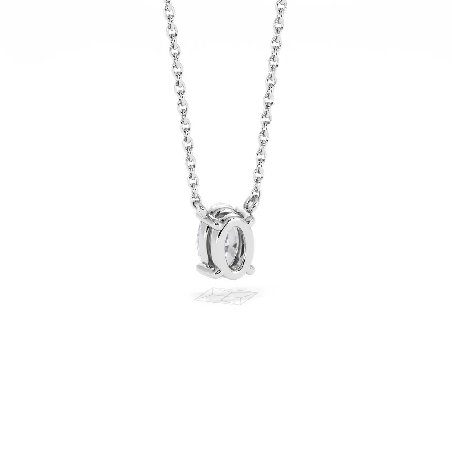 Wanderlust Floating Oval Cut Lab Diamond Solitaire Necklace 0.50ct H/SI in 9K White Gold - Image 55