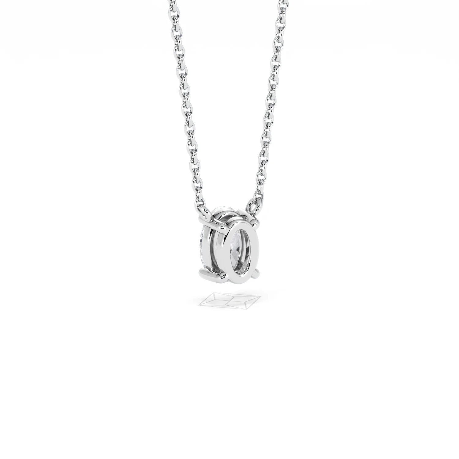 Wanderlust Floating Oval Cut Lab Diamond Solitaire Necklace 0.50ct H/SI in 9K White Gold - Image 56