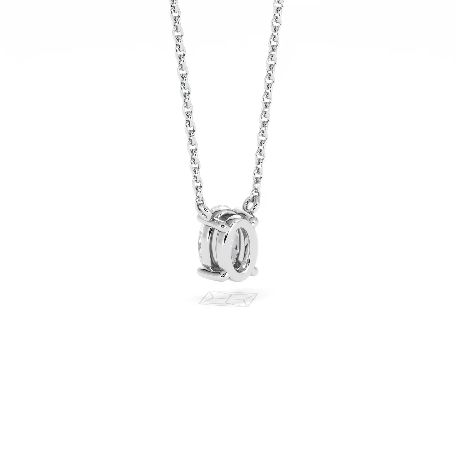 Wanderlust Floating Oval Cut Lab Diamond Solitaire Necklace 0.50ct H/SI in 9K White Gold - Image 57