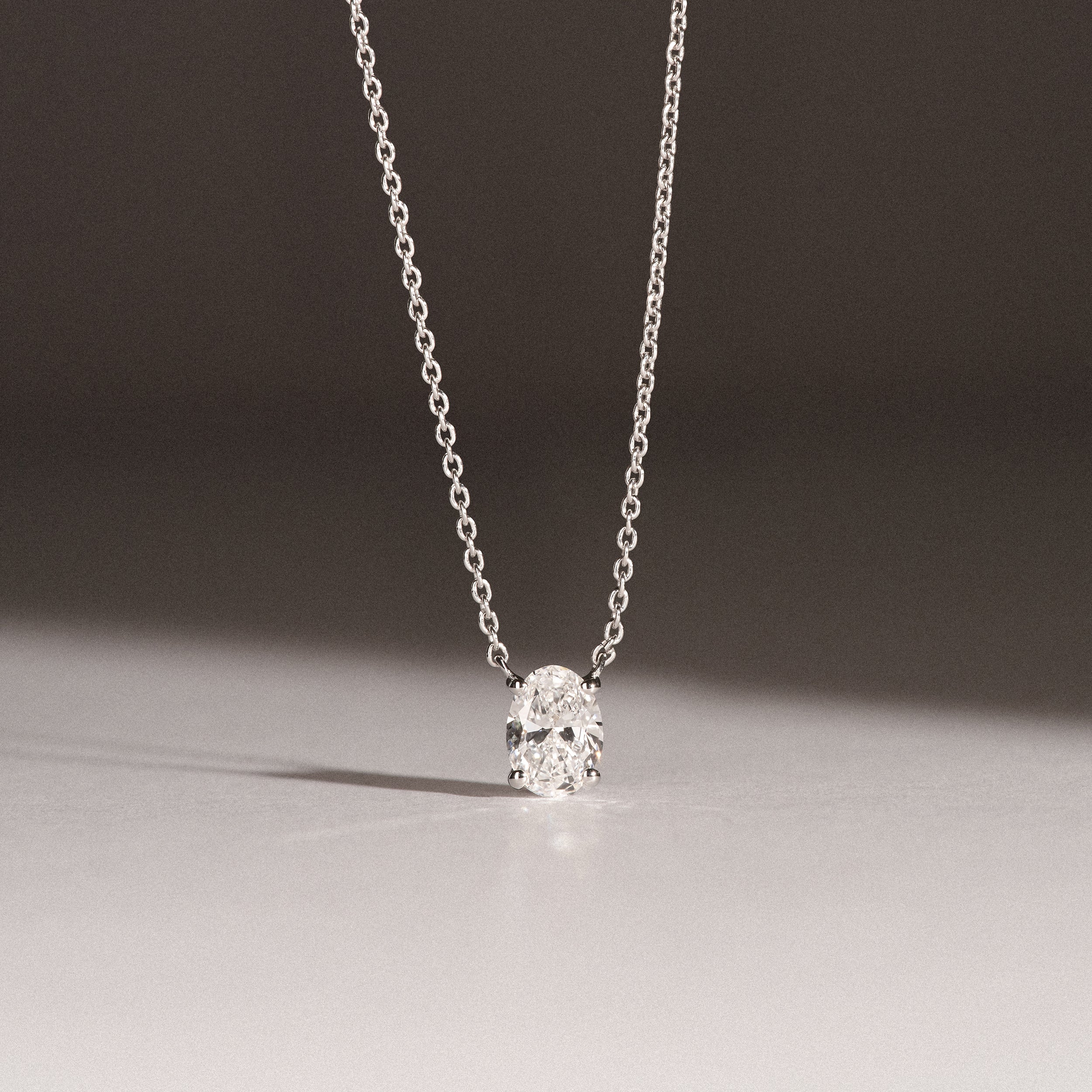 Wanderlust Floating Oval Cut Lab Diamond Solitaire Necklace 0.50ct H/SI in 9K White Gold - Image 6